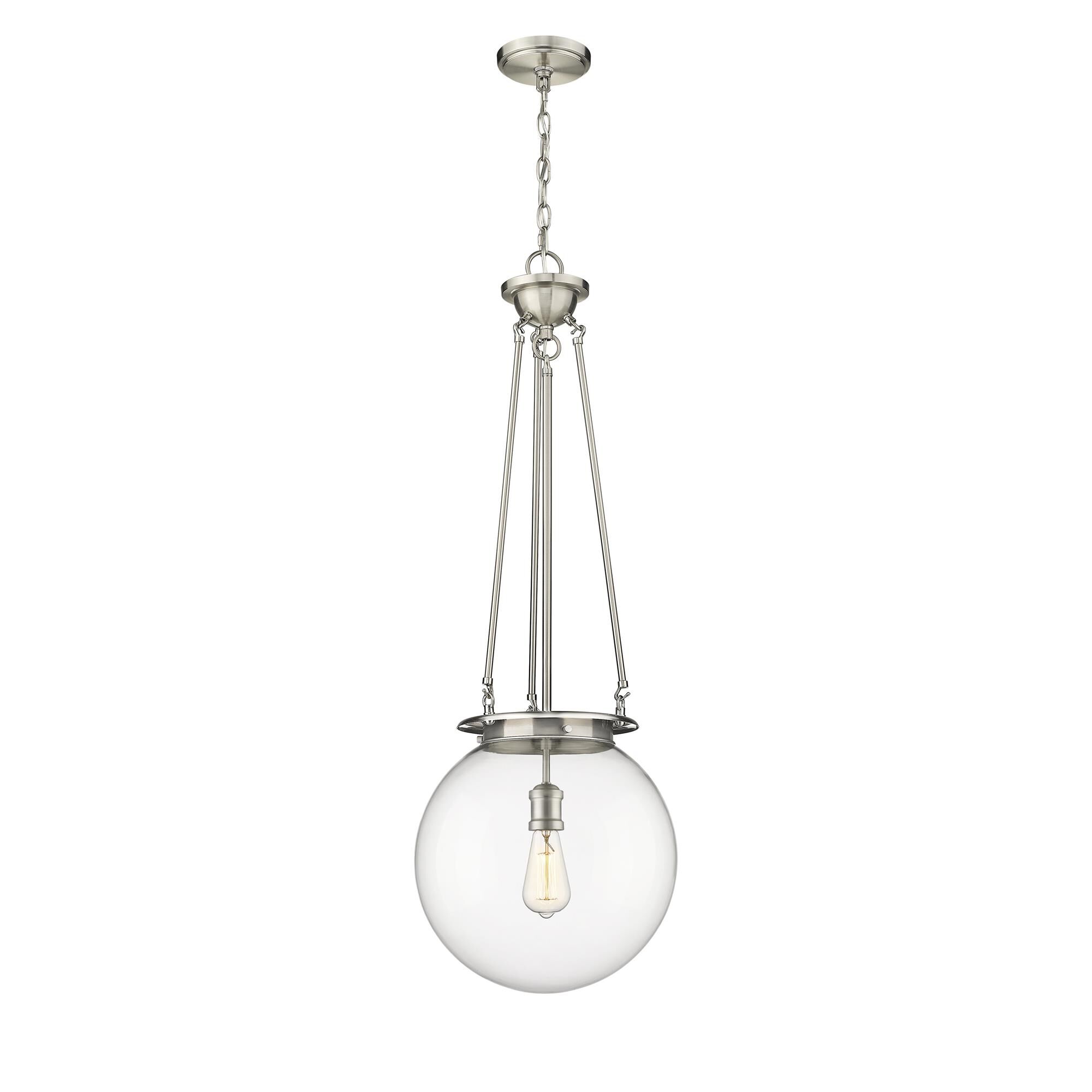 Shown in Satin Nickel finish and Clear glass