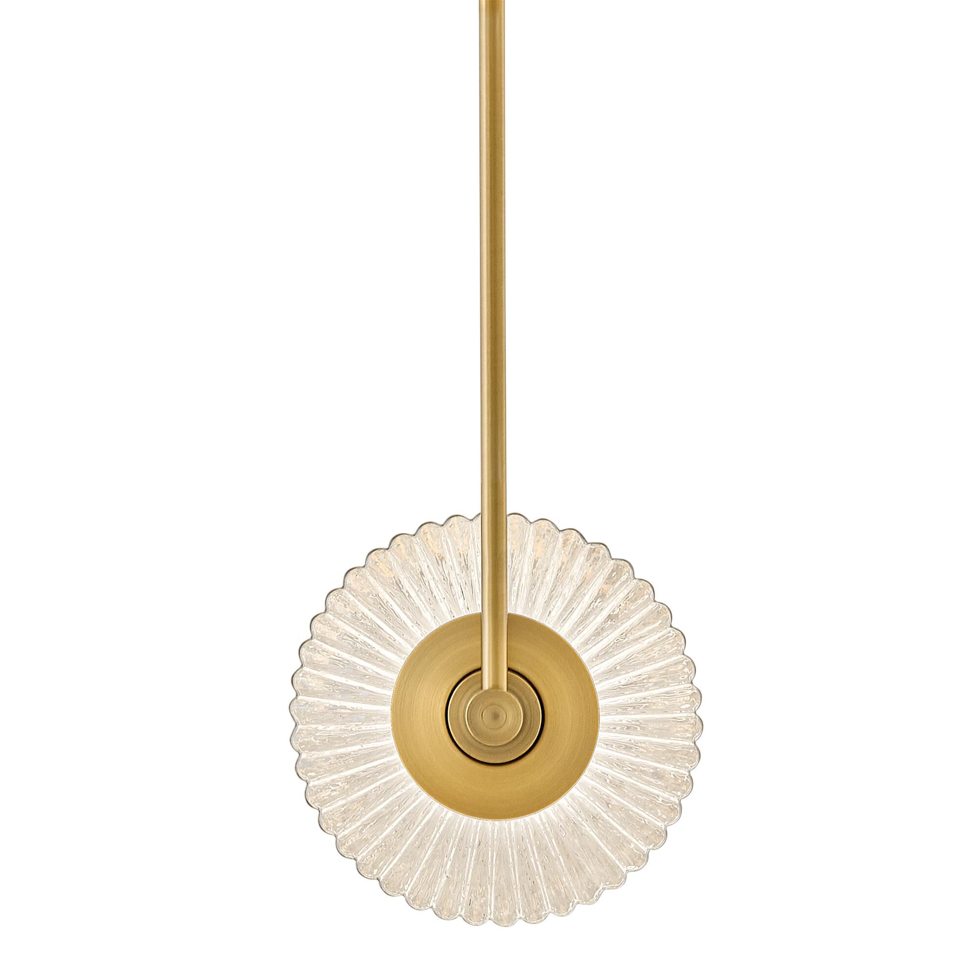 Shown in Lacquered Brass finish and Clear Ribbed glass