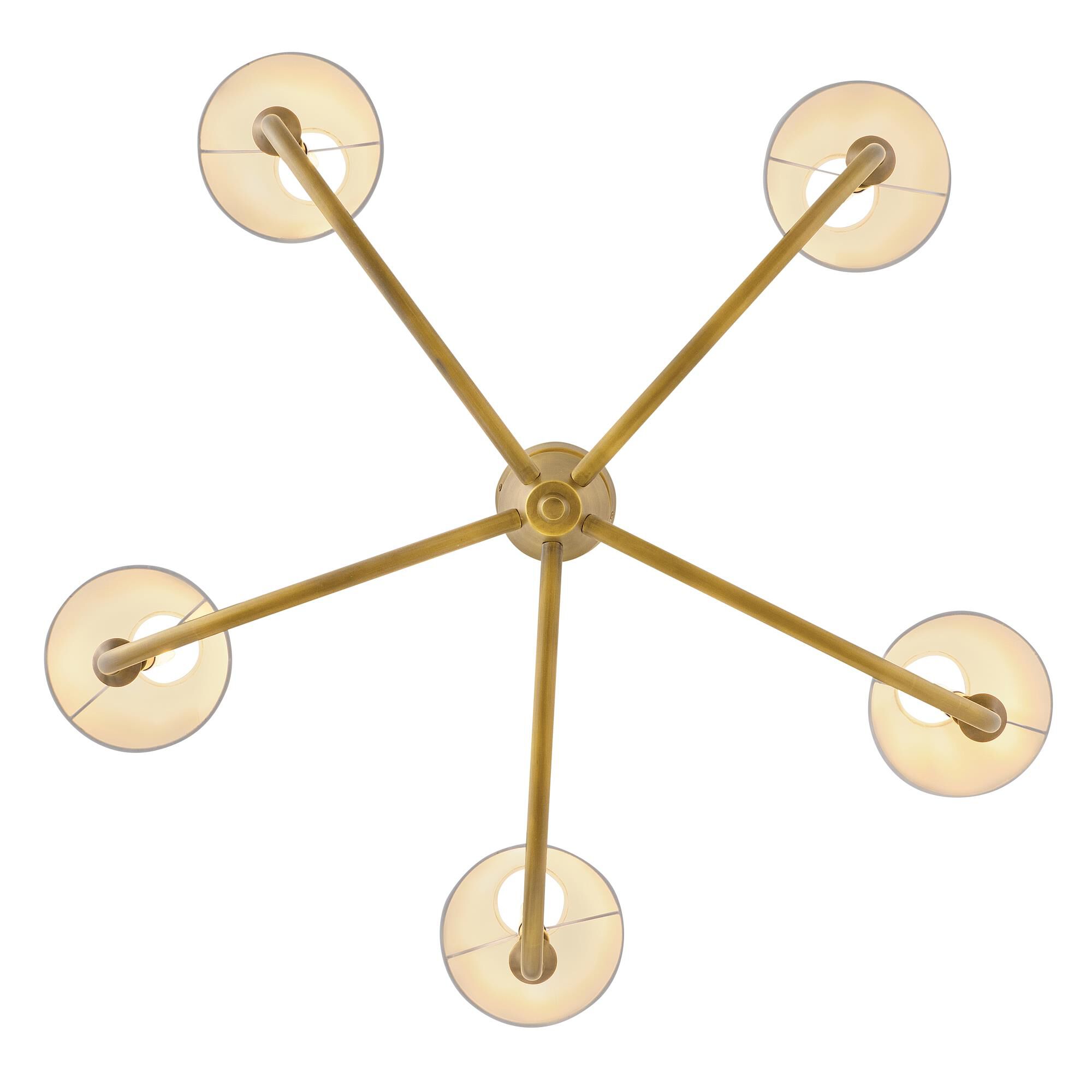 Shown in Heritage Brass finish and Off-White Linen shade