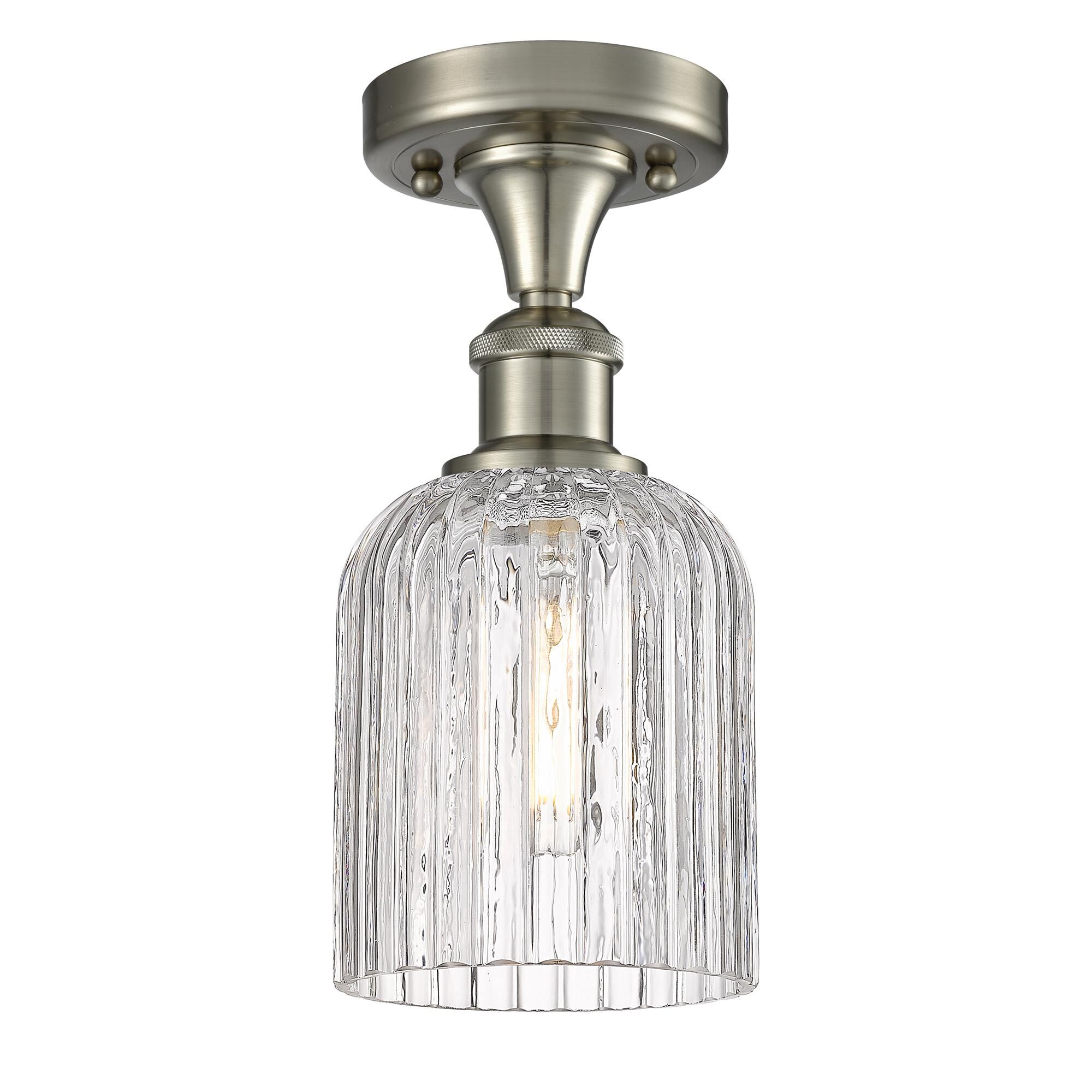 Shown in Brushed Satin Nickel finish and Clear glass