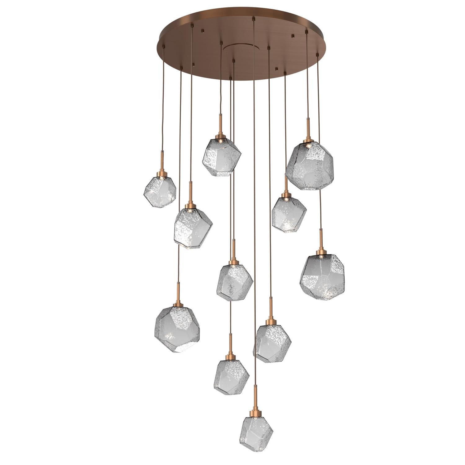 Shown in Burnished Brass finish and Smoke glass