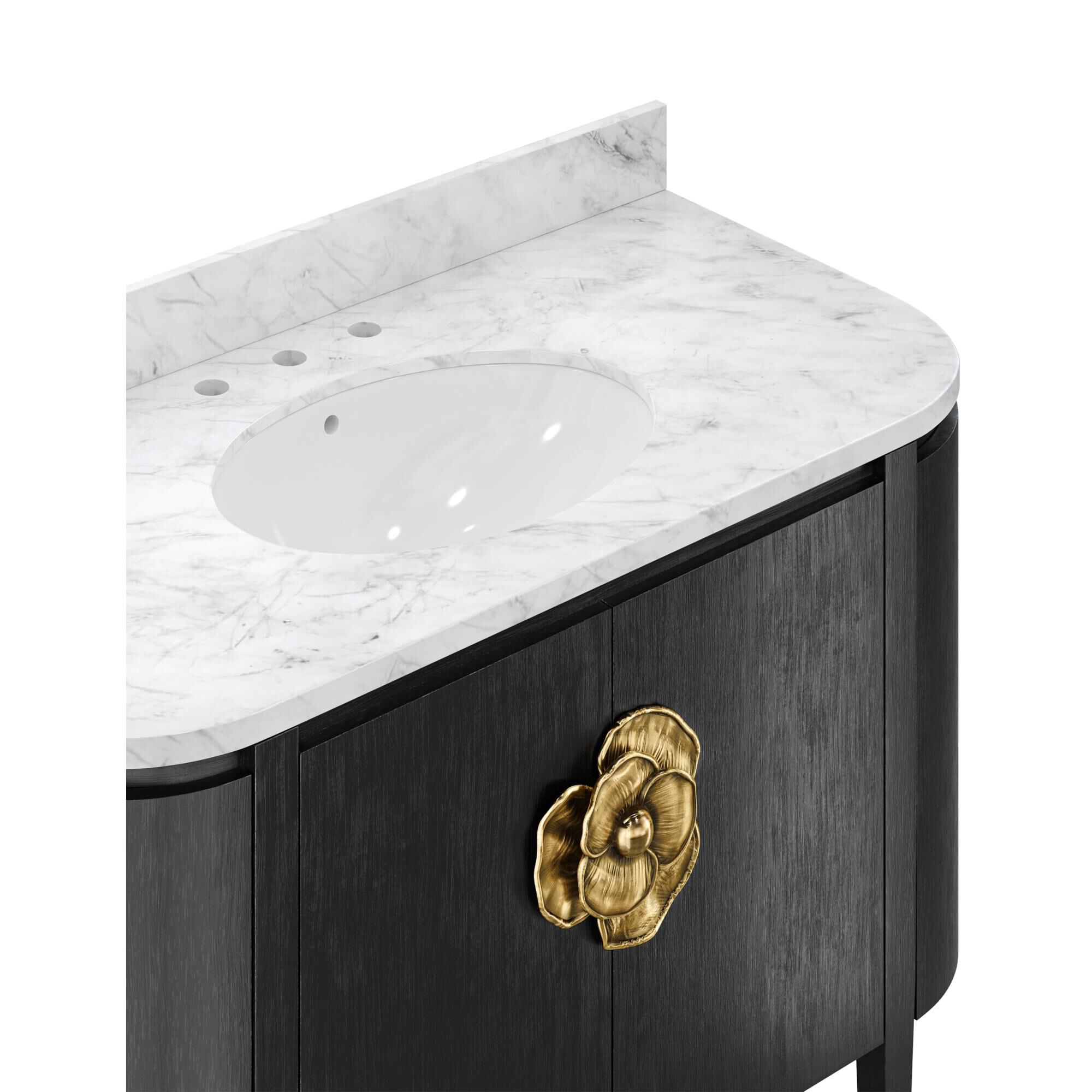 Shown in Caviar Black, Natural, White, Light Antique Brass finish