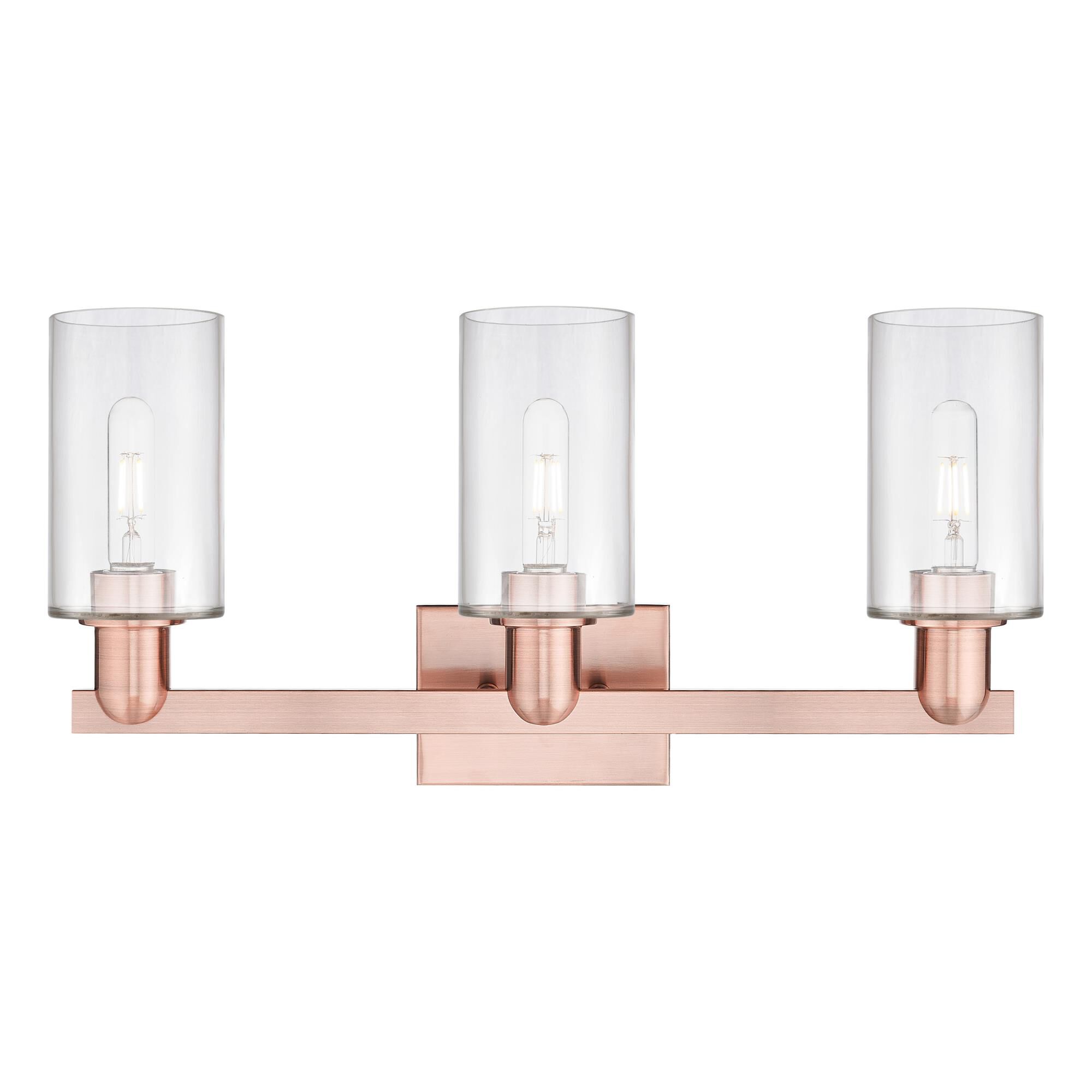 Shown in Antique Copper finish and Clear glass