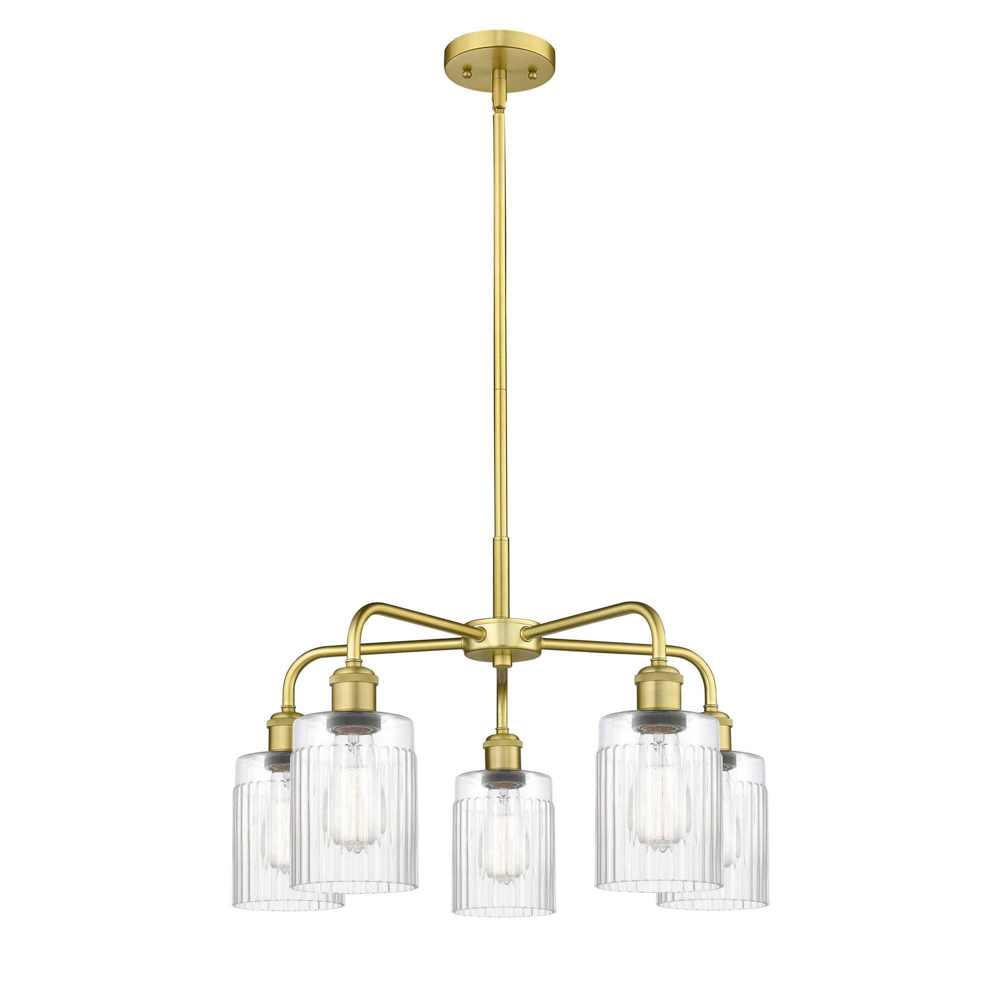 Shown in Satin Gold finish and Clear glass