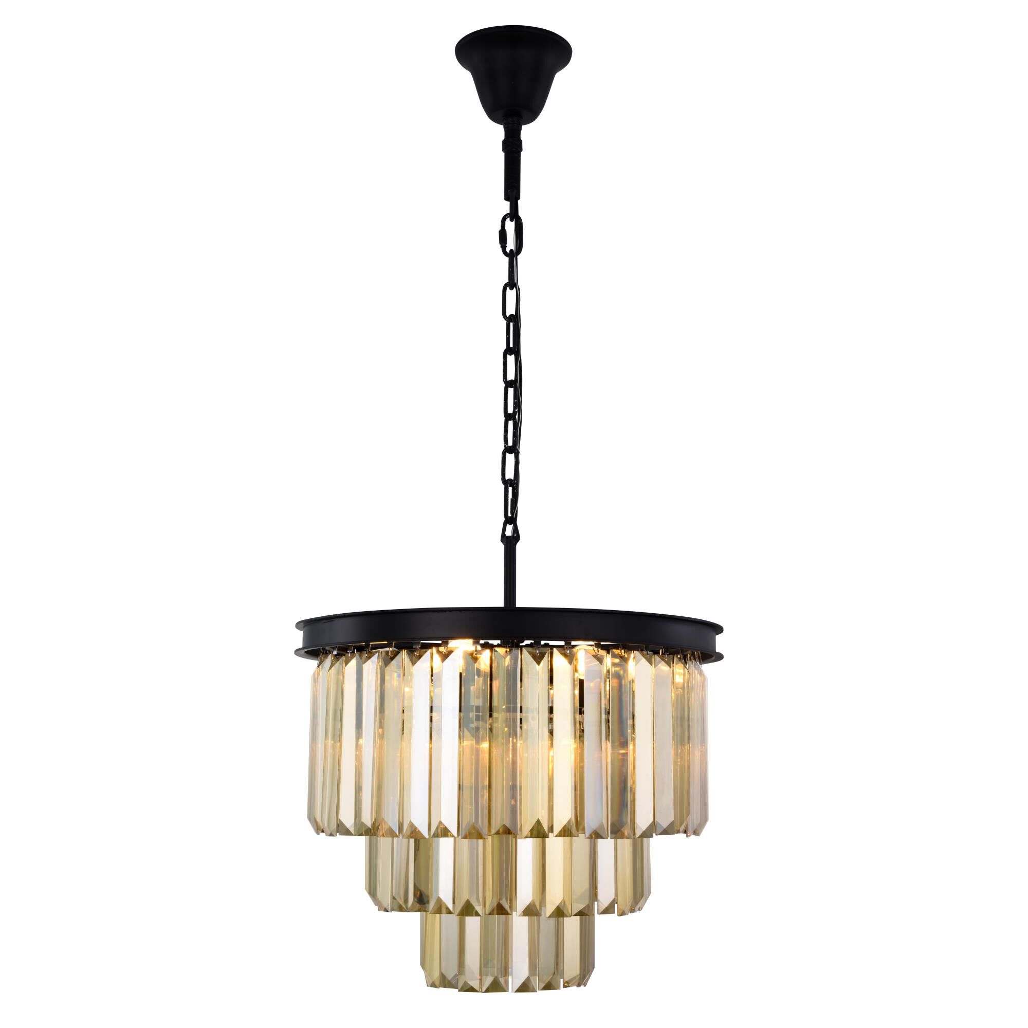 Shown in Matte Black finish and Royal Cut crystal and Golden Teak (Smoky) accent