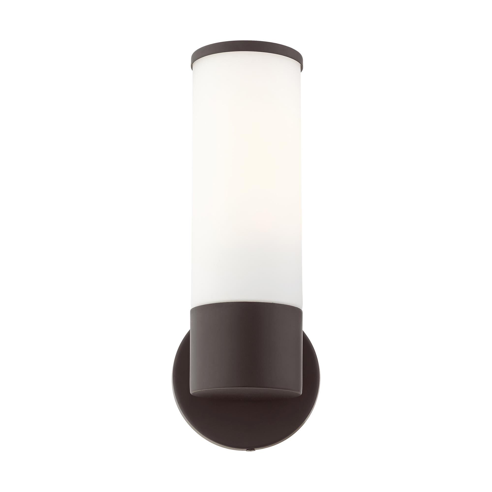 Shown in Bronze finish and Satin Opal White glass