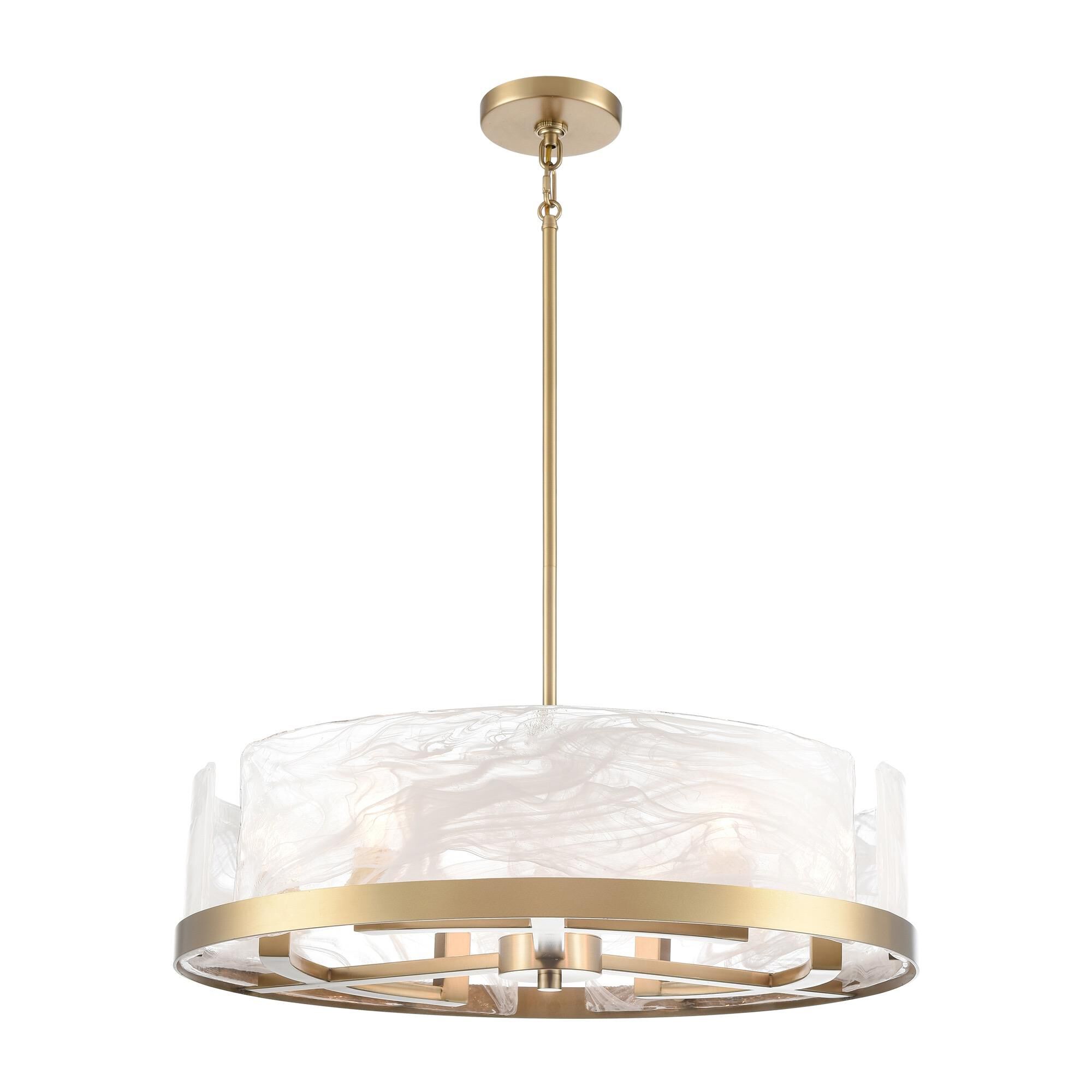 Shown in Brass finish and Clear Alabaster glass