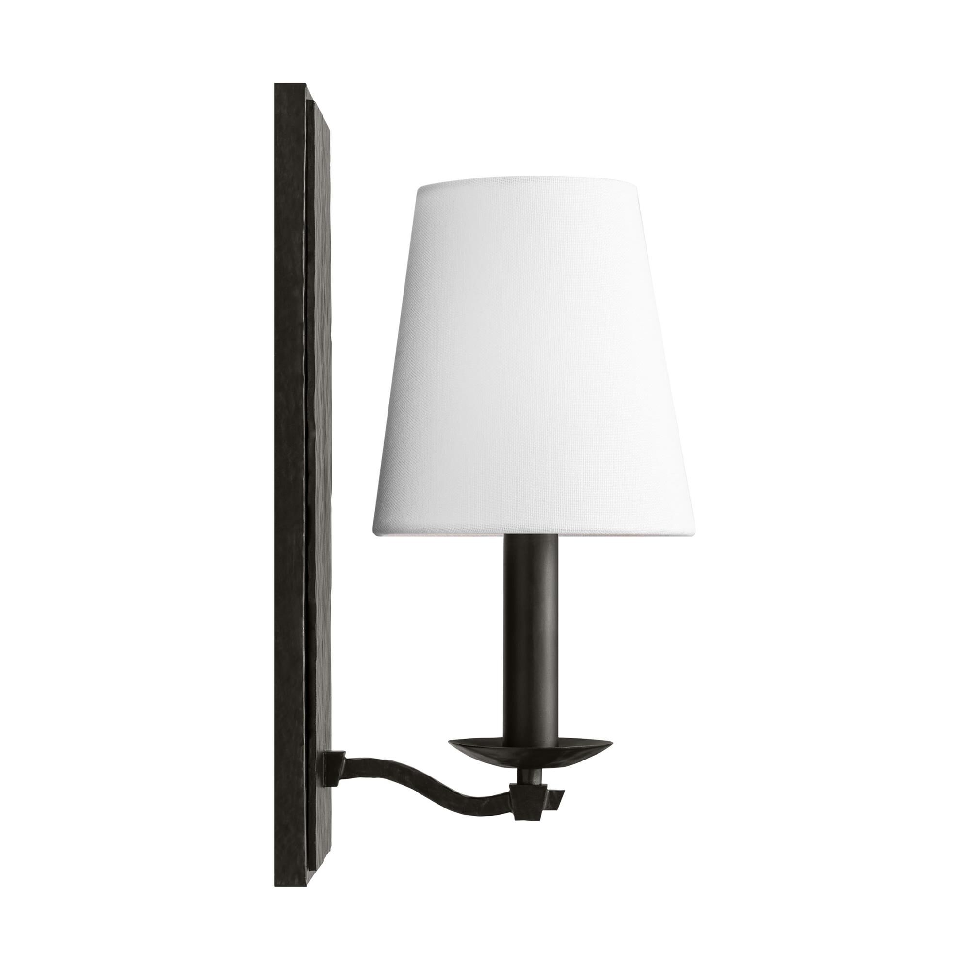 Shown in Aged Iron finish and White Linen shade