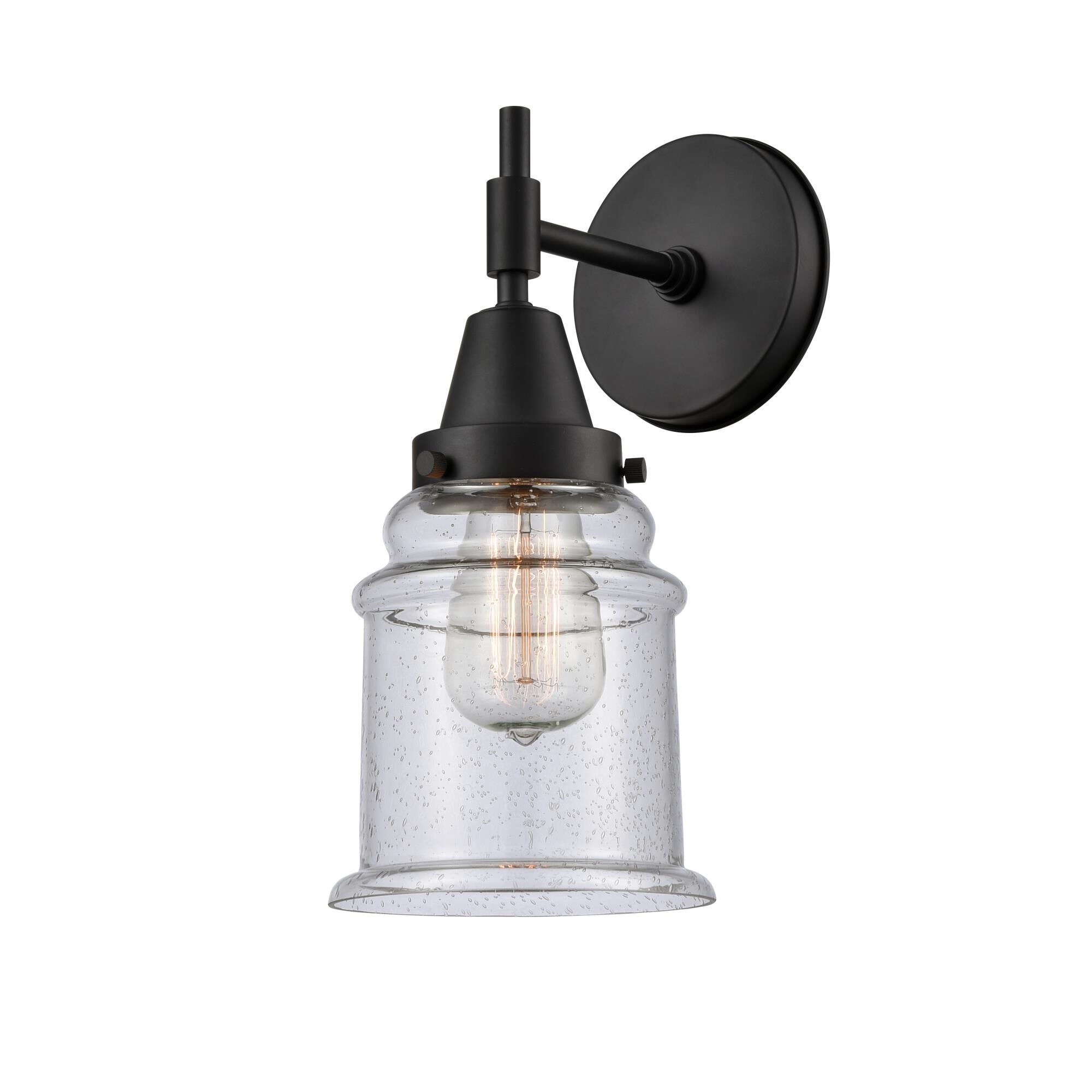 Shown in Matte Black finish and Seedy Large Cone glass