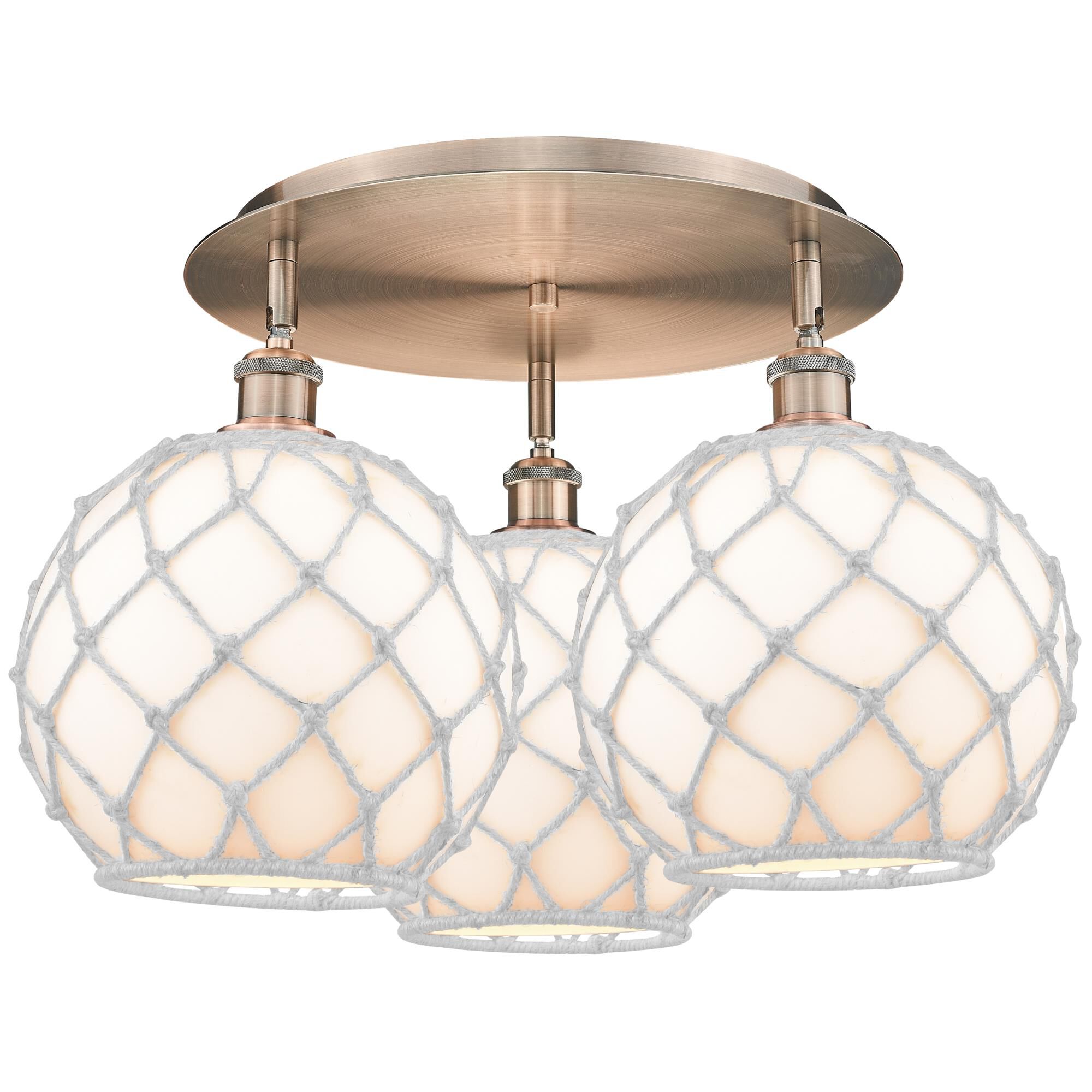 Shown in Antique Copper finish and White with White Rope glass