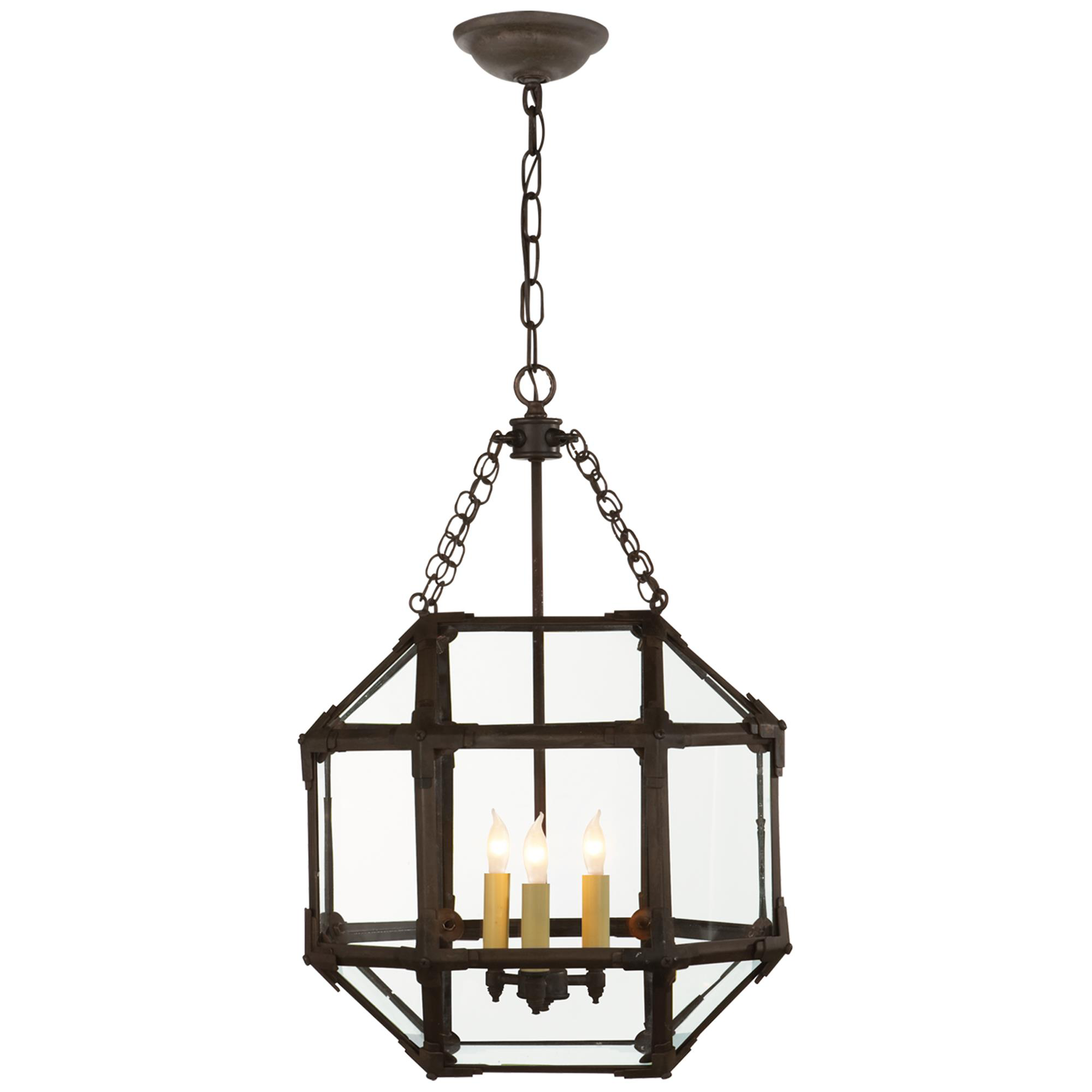 Shown in Antique Zinc finish and Clear glass
