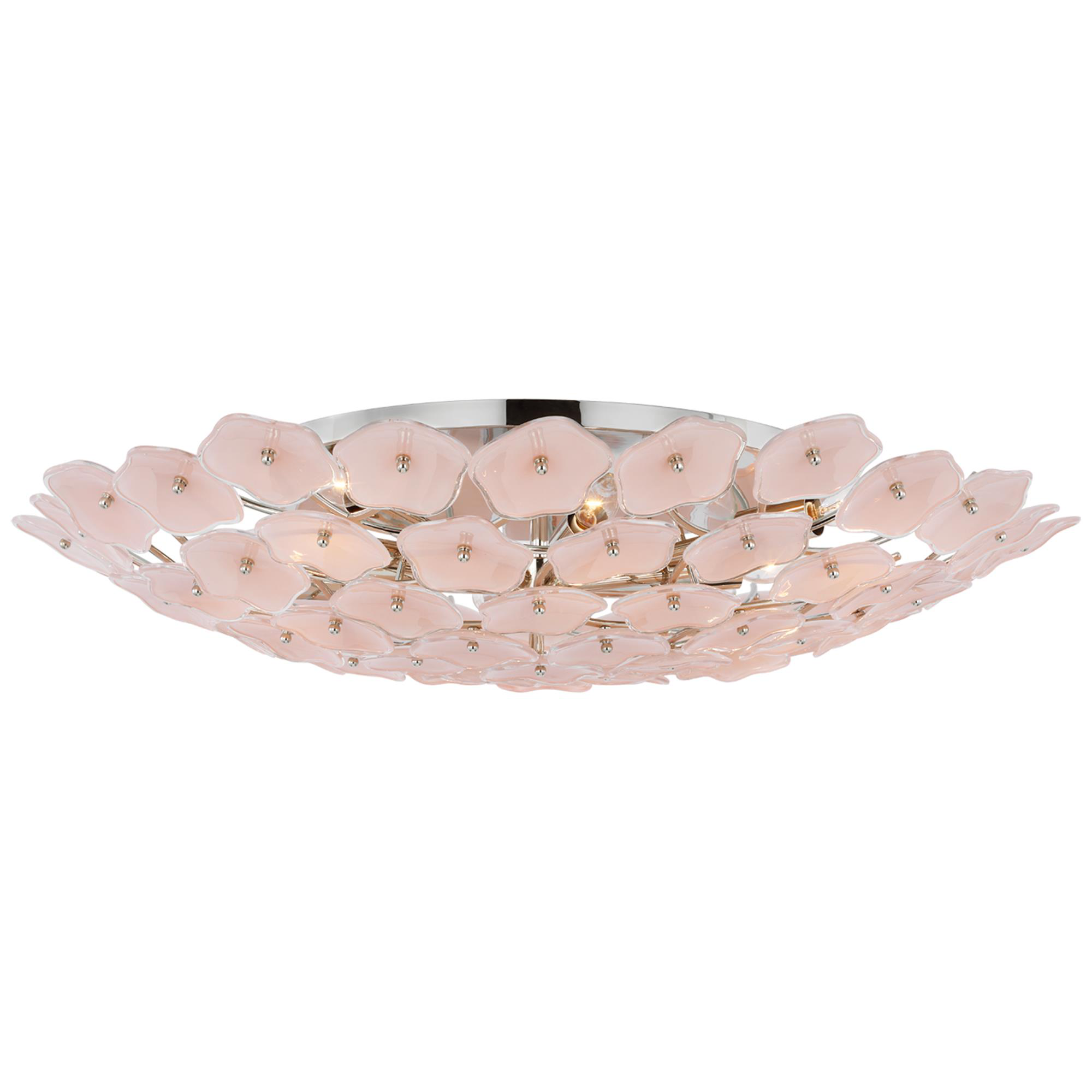 Shown in Polished Nickel finish and Blush glass
