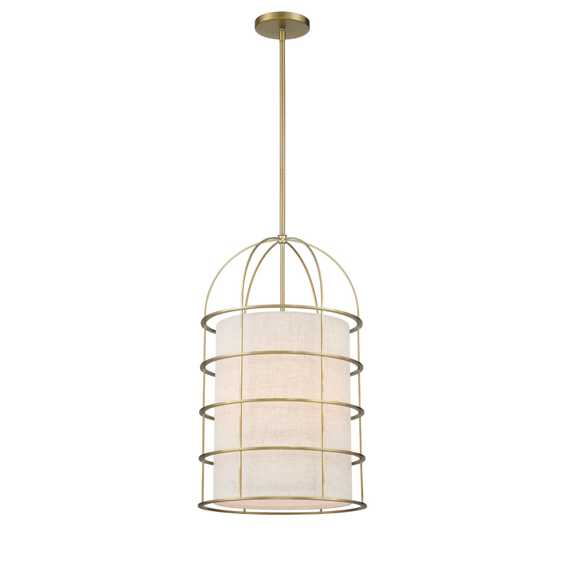 Shown in Soft Brass finish and Oatmeal Linen shade