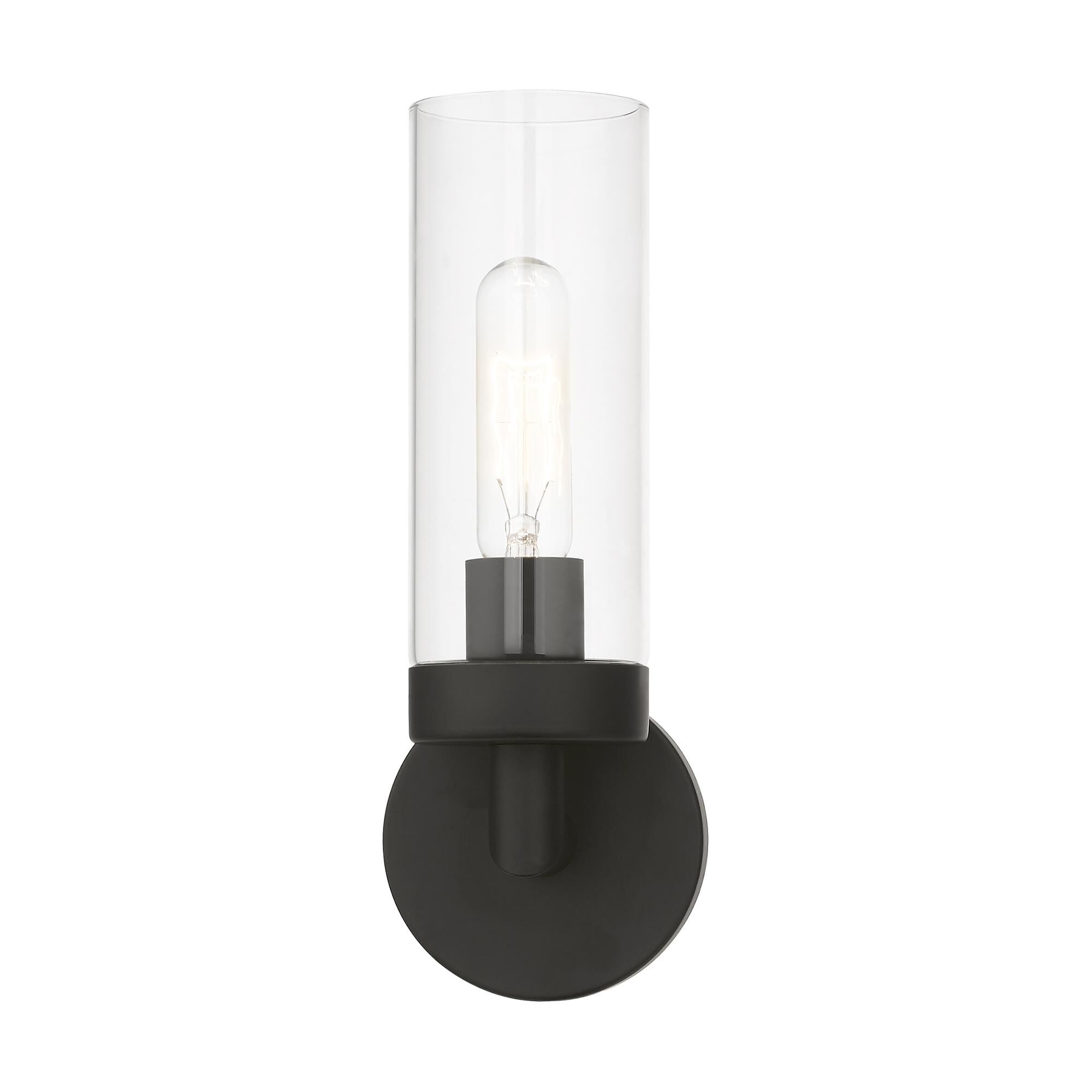 Shown in Black finish and Clear glass
