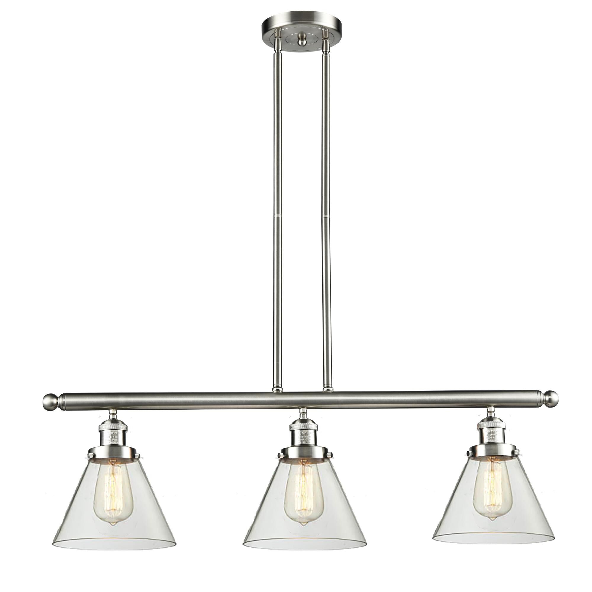 Shown in Brushed Satin Nickel finish and Clear glass