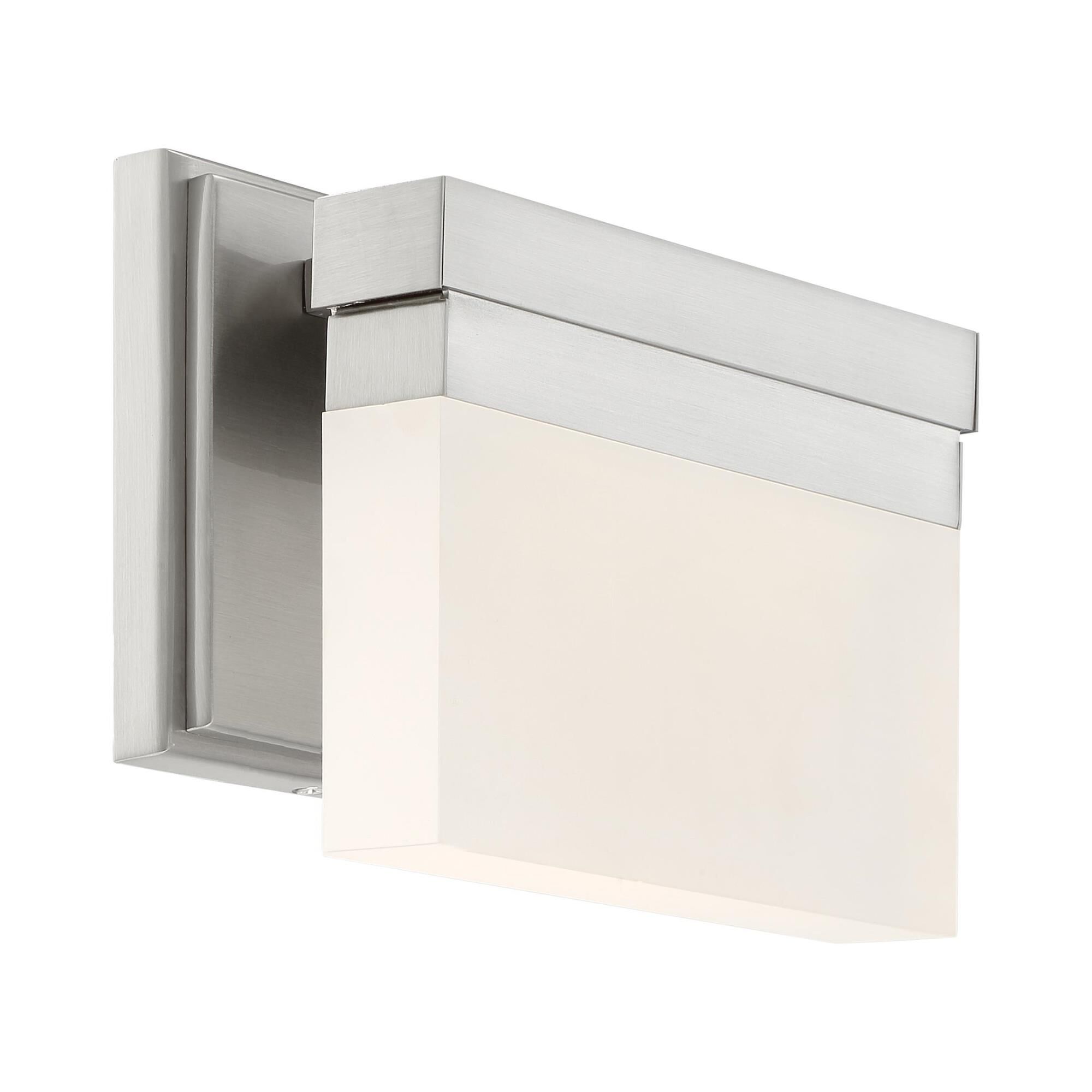 Shown in Brushed Nickel finish and Frosted Acrylic shade