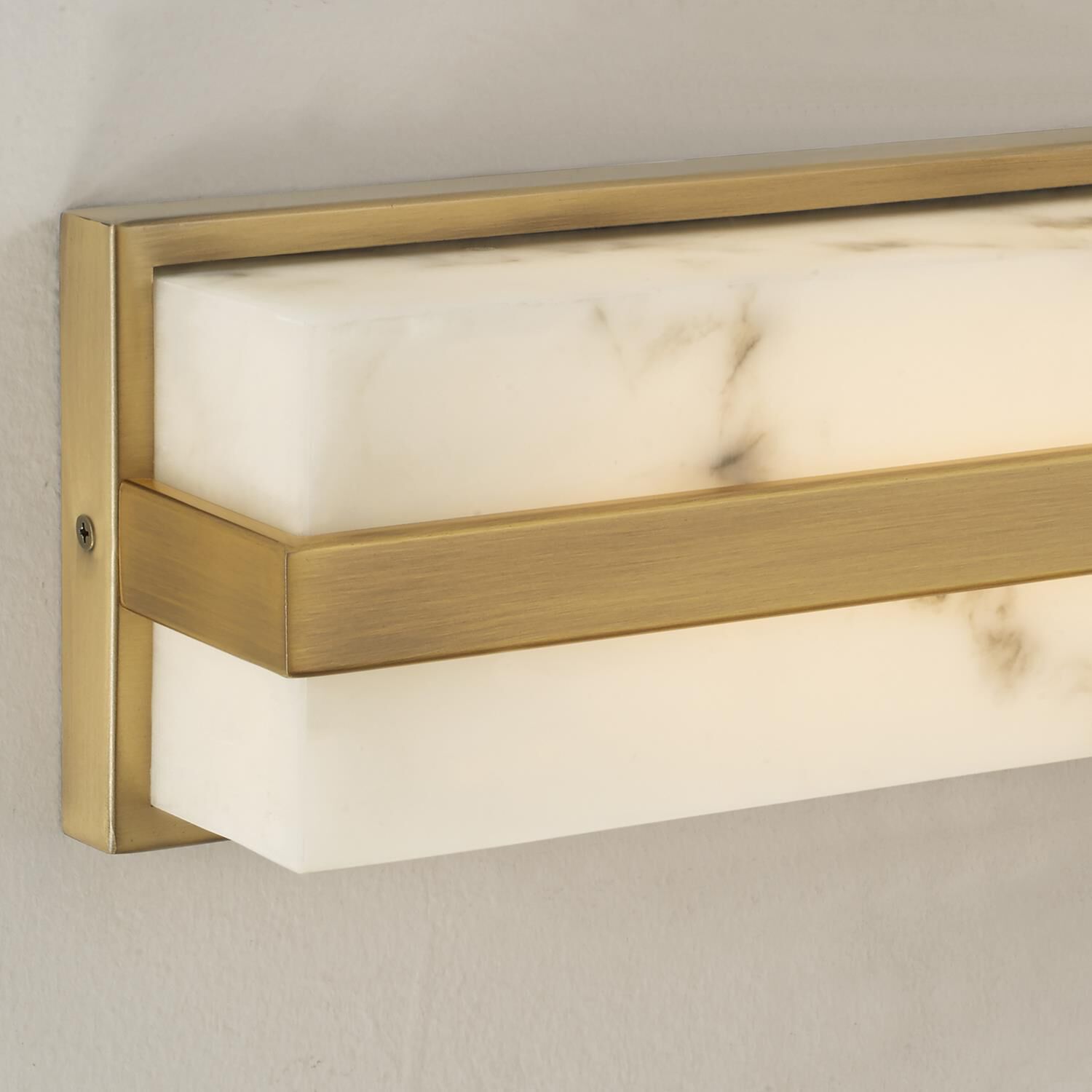 Shown in Aged Brass finish and Alabaster glass