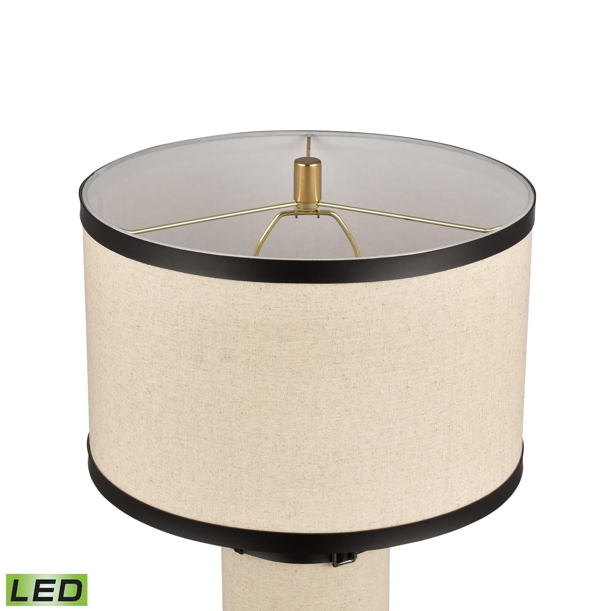 Shown in Oatmeal finish and Oatmeal Linen Drum shade