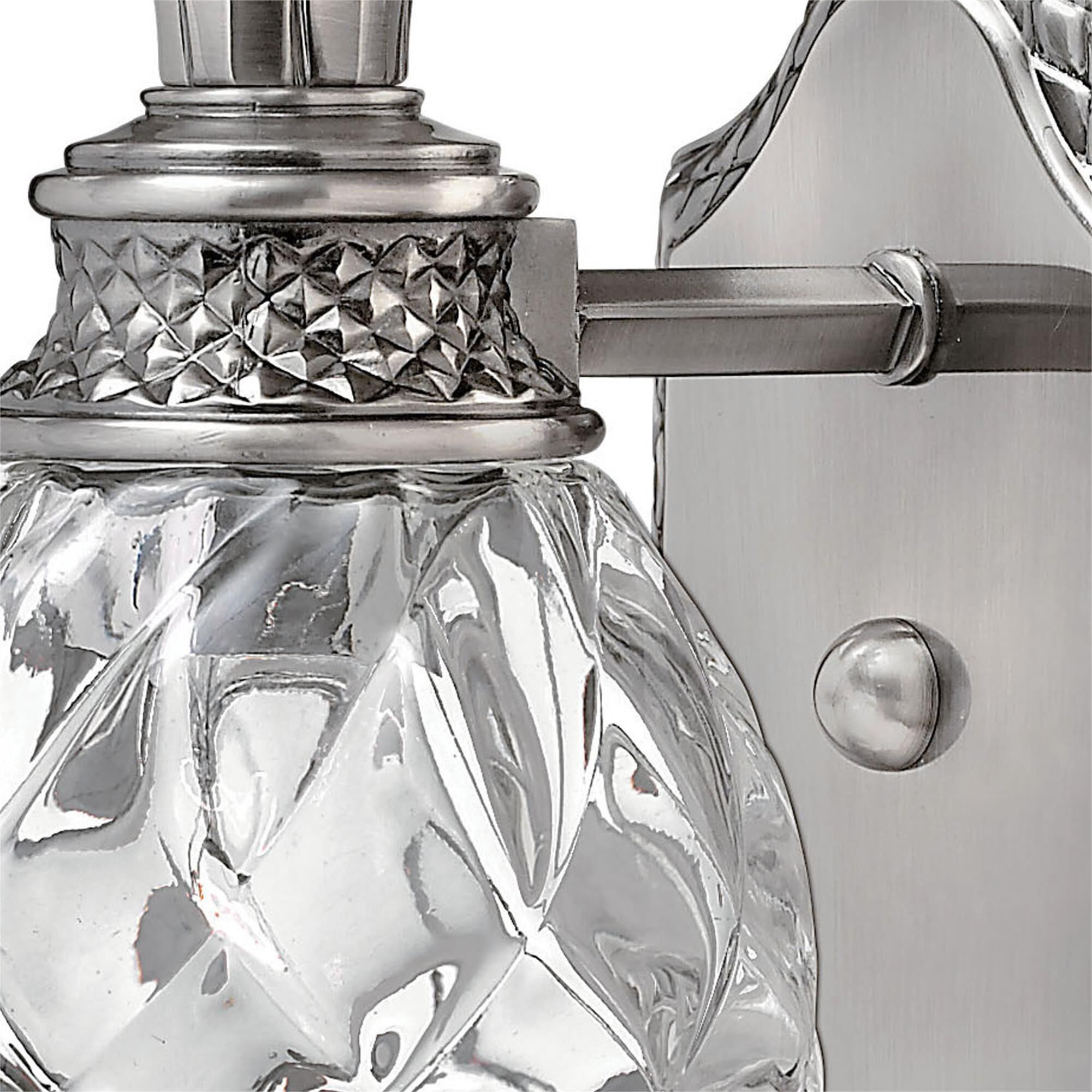 Shown in Polished Antique Nickel finish and Clear Optic glass
