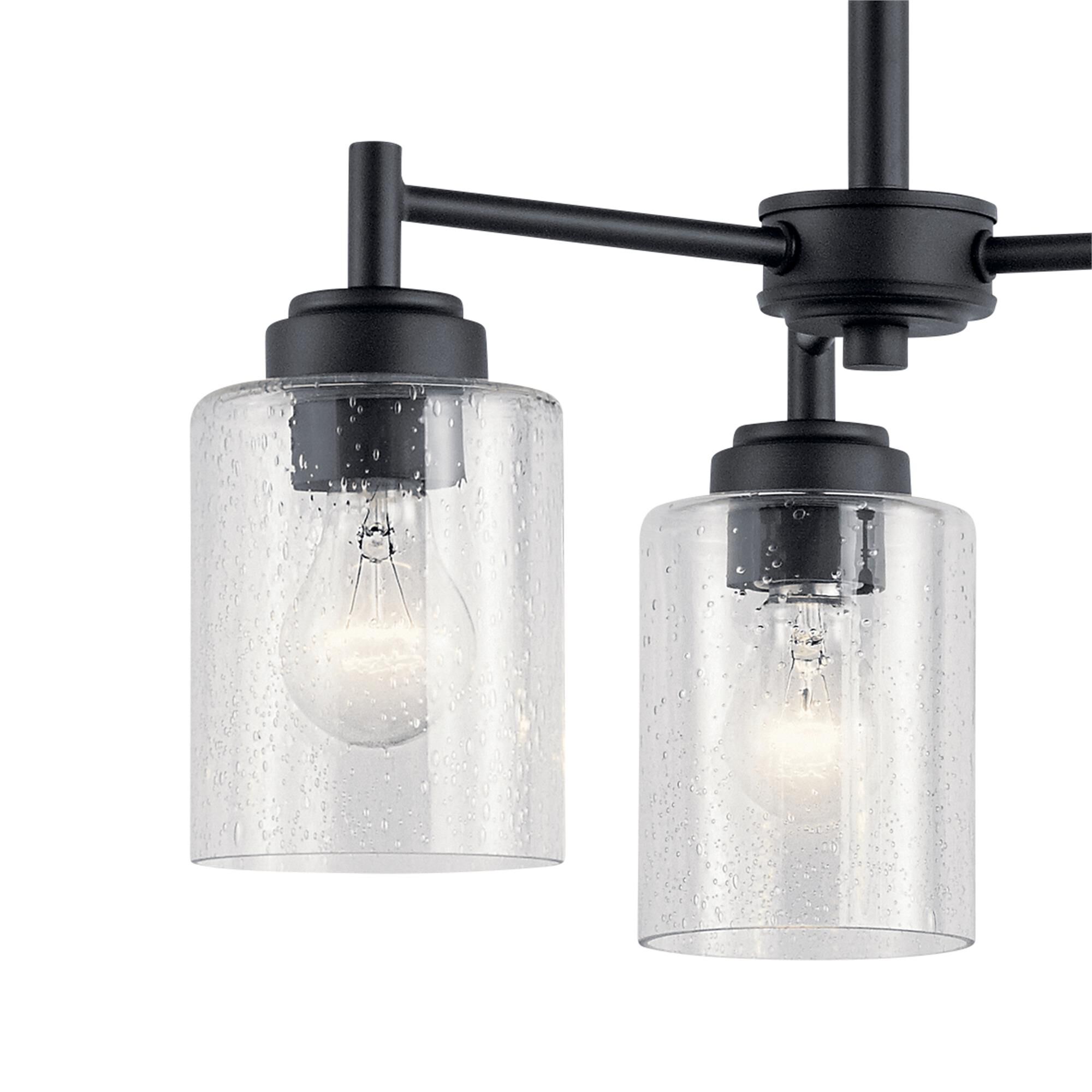 Shown in Black finish and Clear Seeded glass