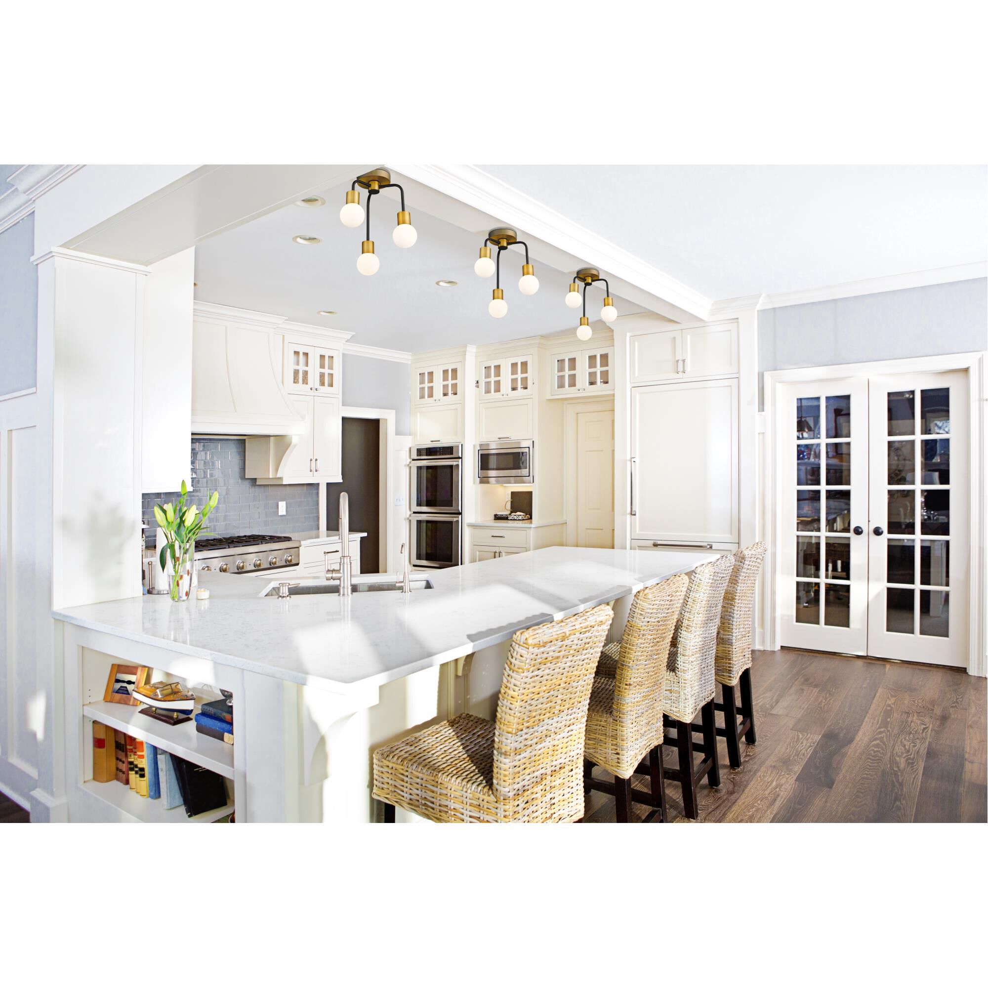 Shown in Matte Black + Foundry Brass finish and Glass shade