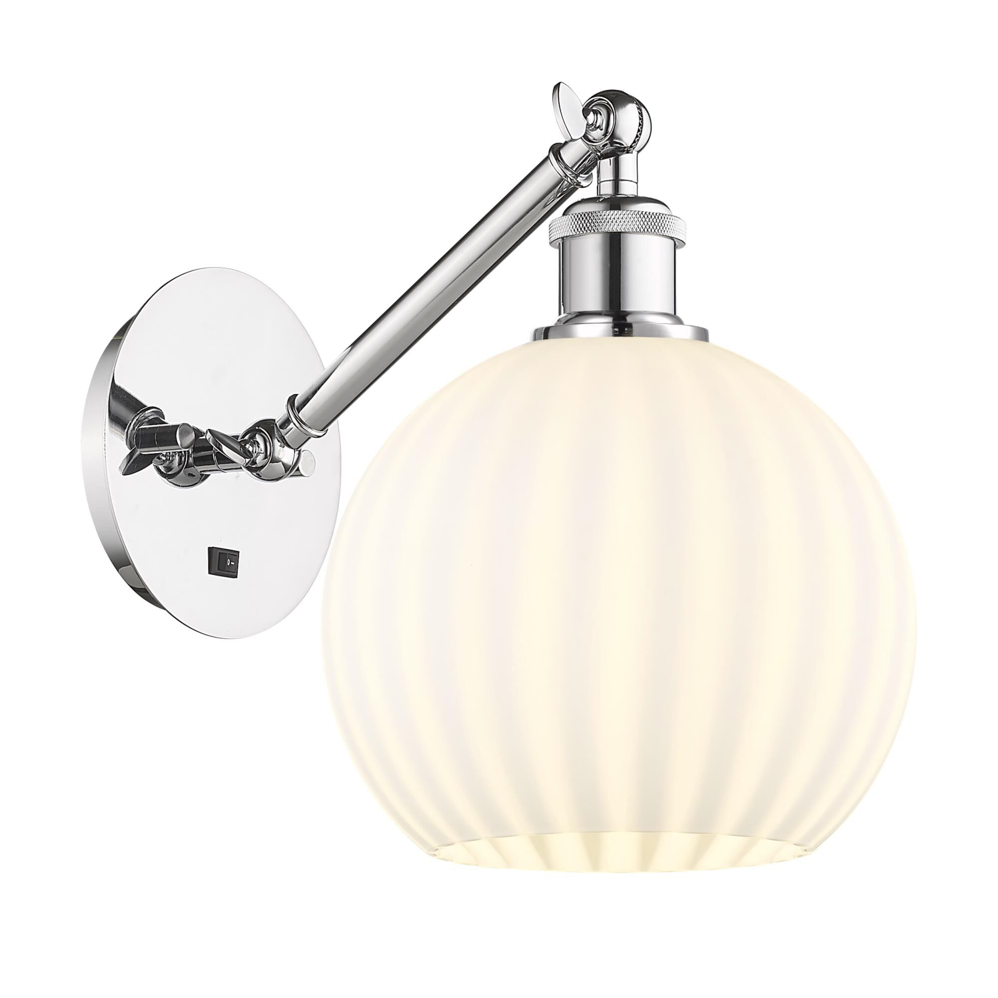 Shown in Polished Chrome finish and White Venetian glass