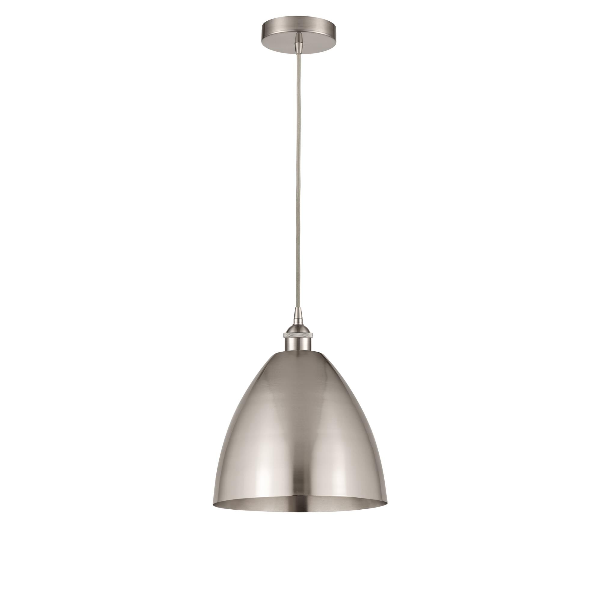 Shown in Brushed Satin Nickel finish and Brushed Satin Nickel Edison Dome shade