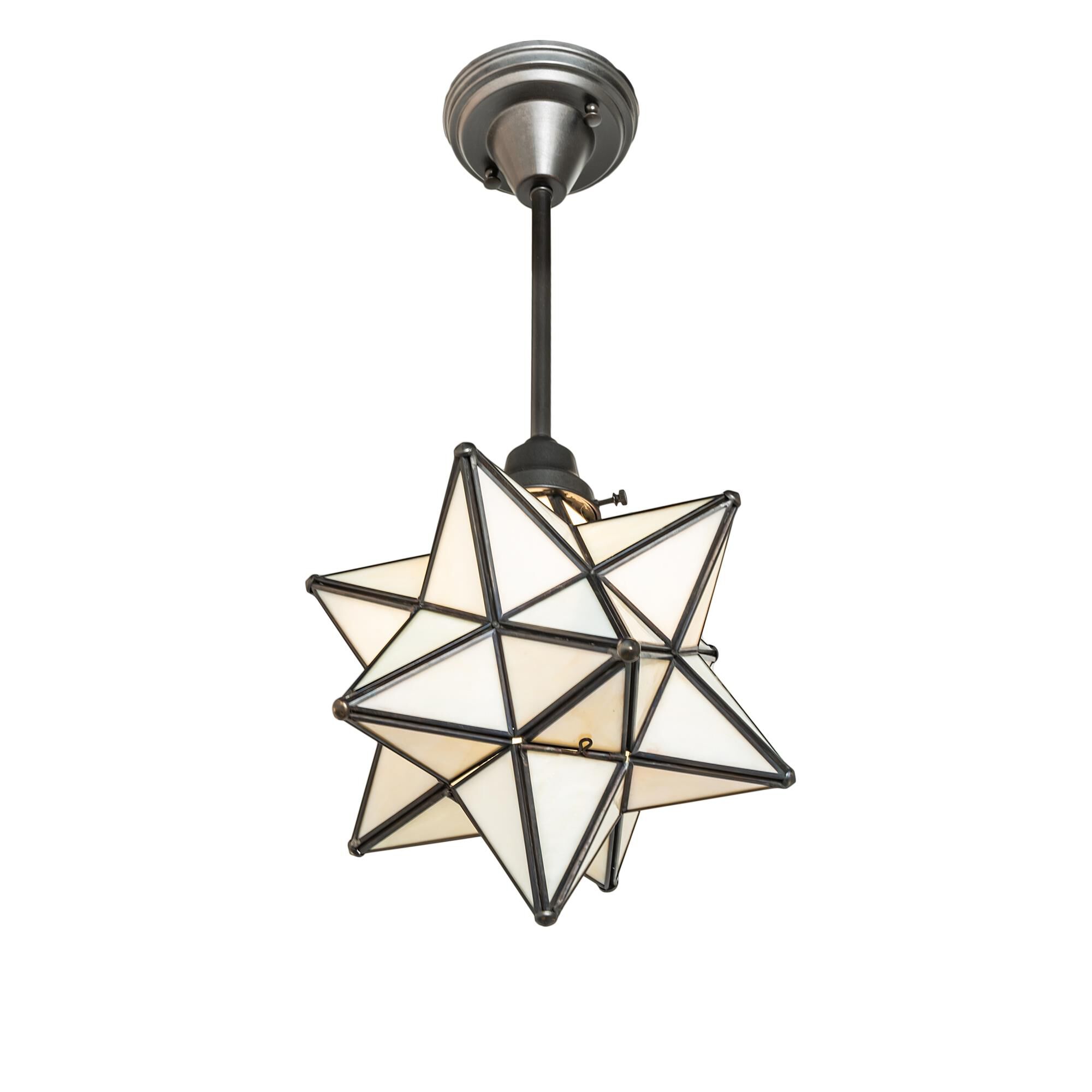 Shown in Craftsman Brown Finish finish and Beige;Iridescent glass