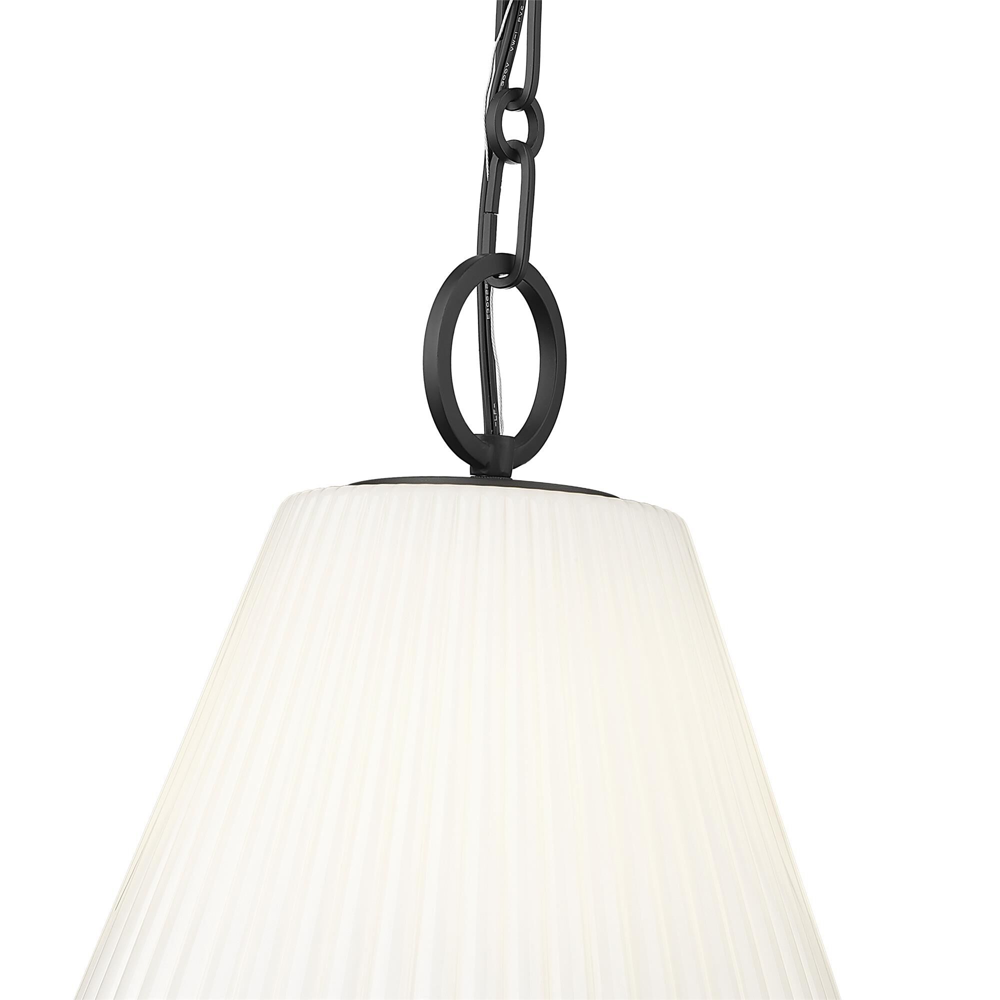 Shown in Matte Black finish and White glass and White shade