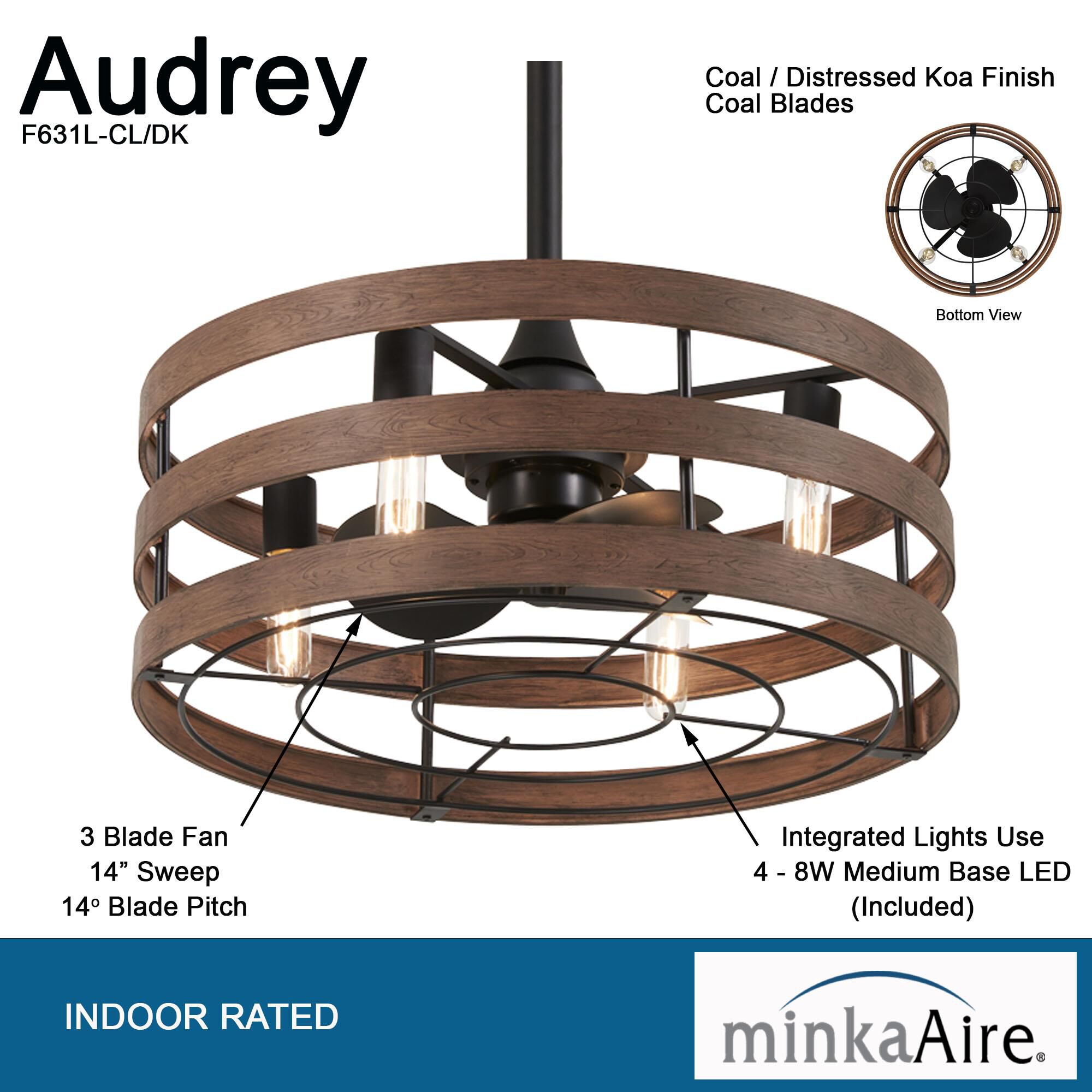 Audrey 26 Inch Chandelier Ceiling Fan by Minka Aire