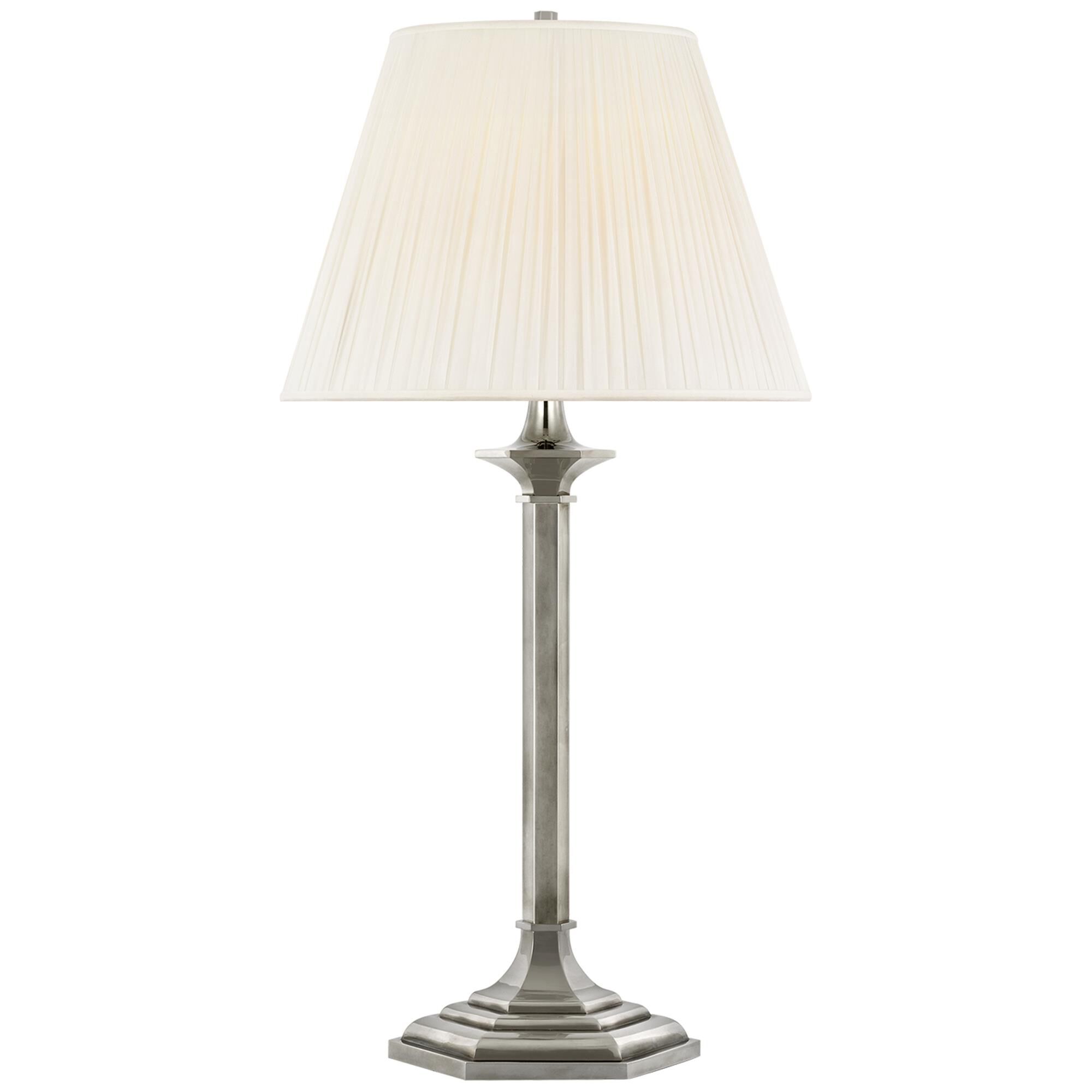 Shown in Butler's Silver finish and Silk Pleated shade