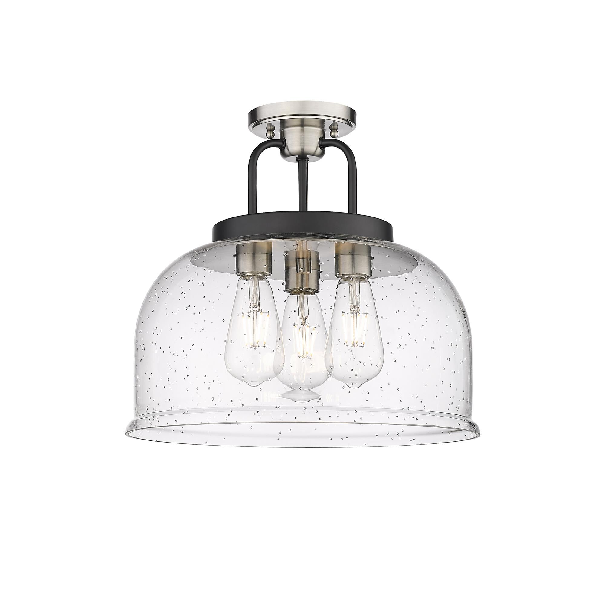 Shown in Black Satin Nickel finish and Seedy glass
