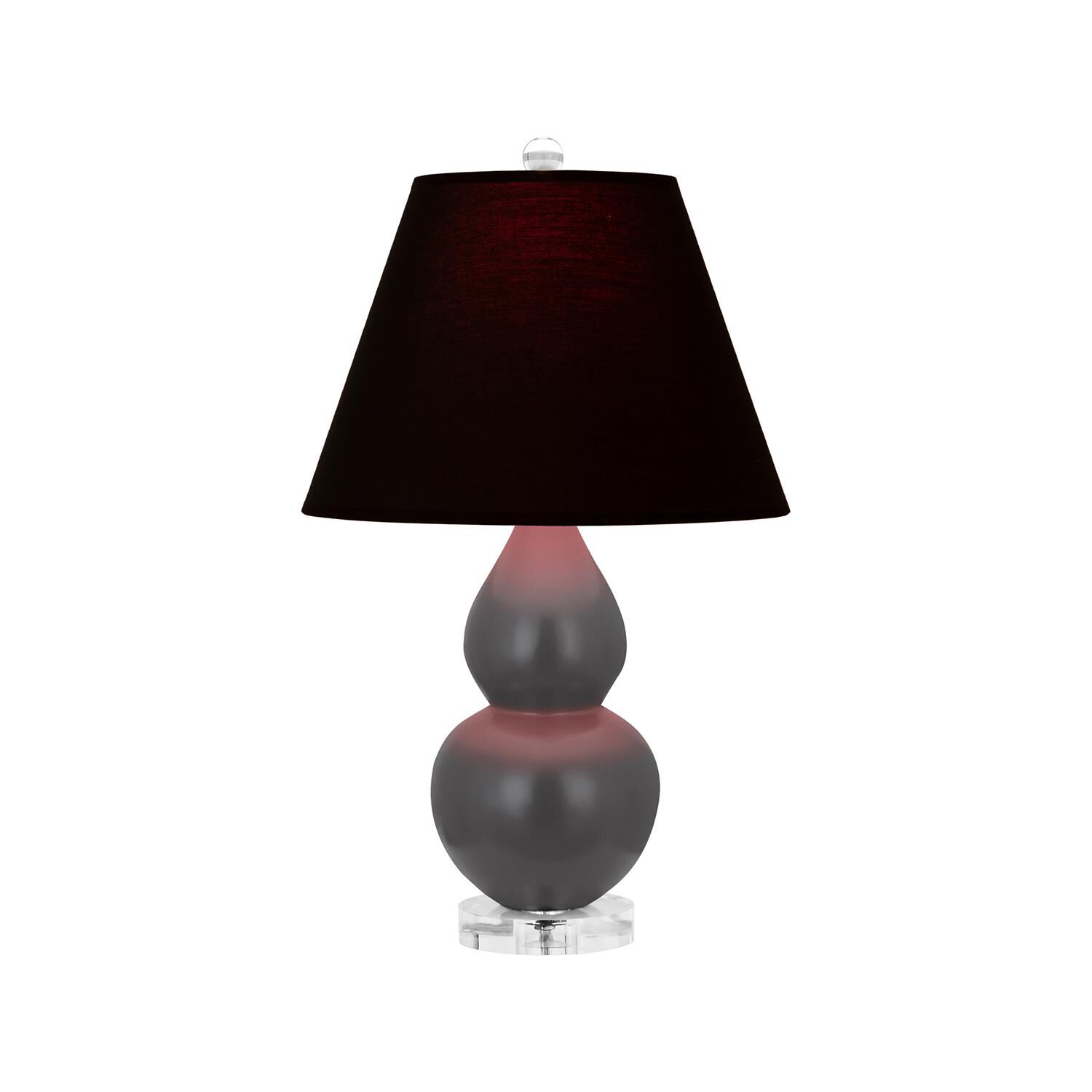 Shown in Matte Ash finish and Ink Black with Rose Red Lining shade and Lucite accent