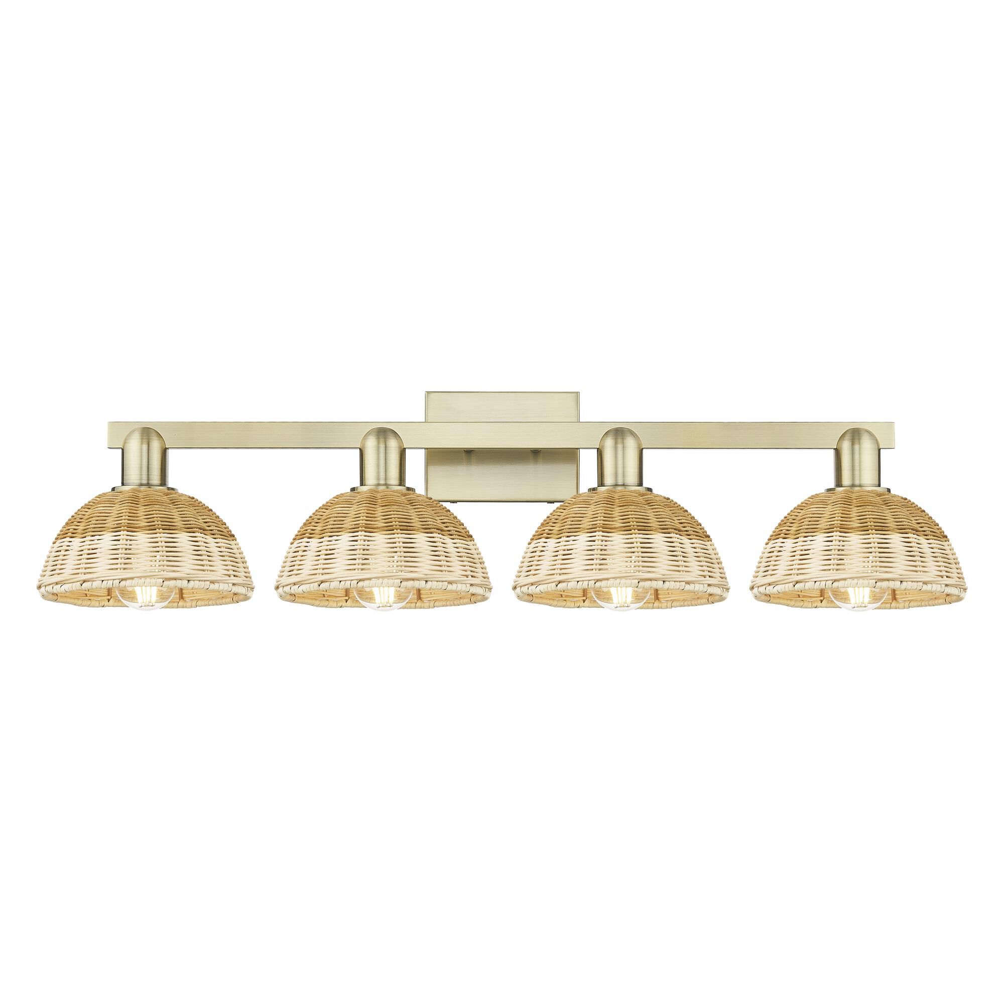 Shown in Antique Brass finish and Natural shade