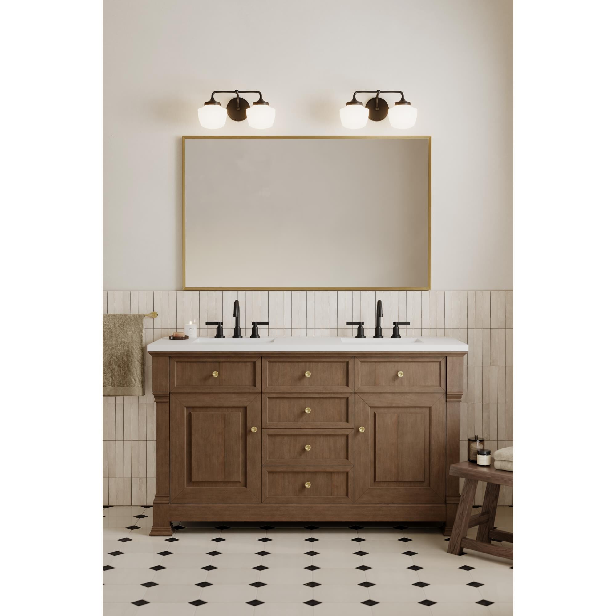 Shown in Dark Matte Black finish and Etched Opal glass