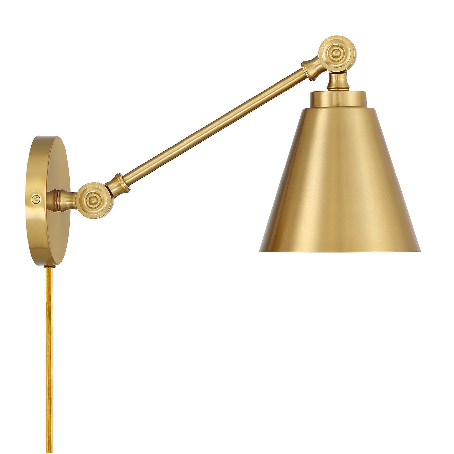 Shown in Natural Brass finish and Metal shade