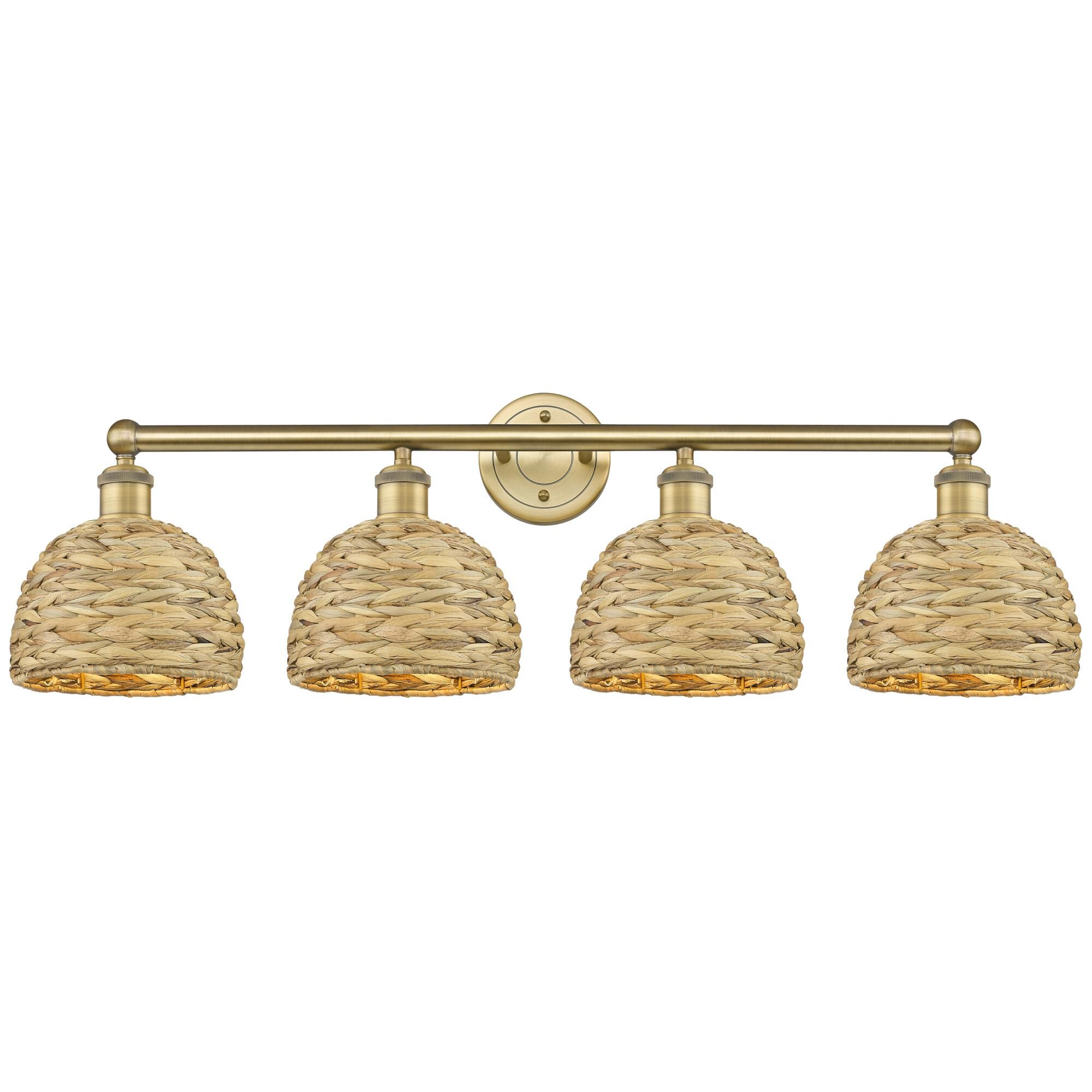 Shown in Brushed Brass finish and Natural shade