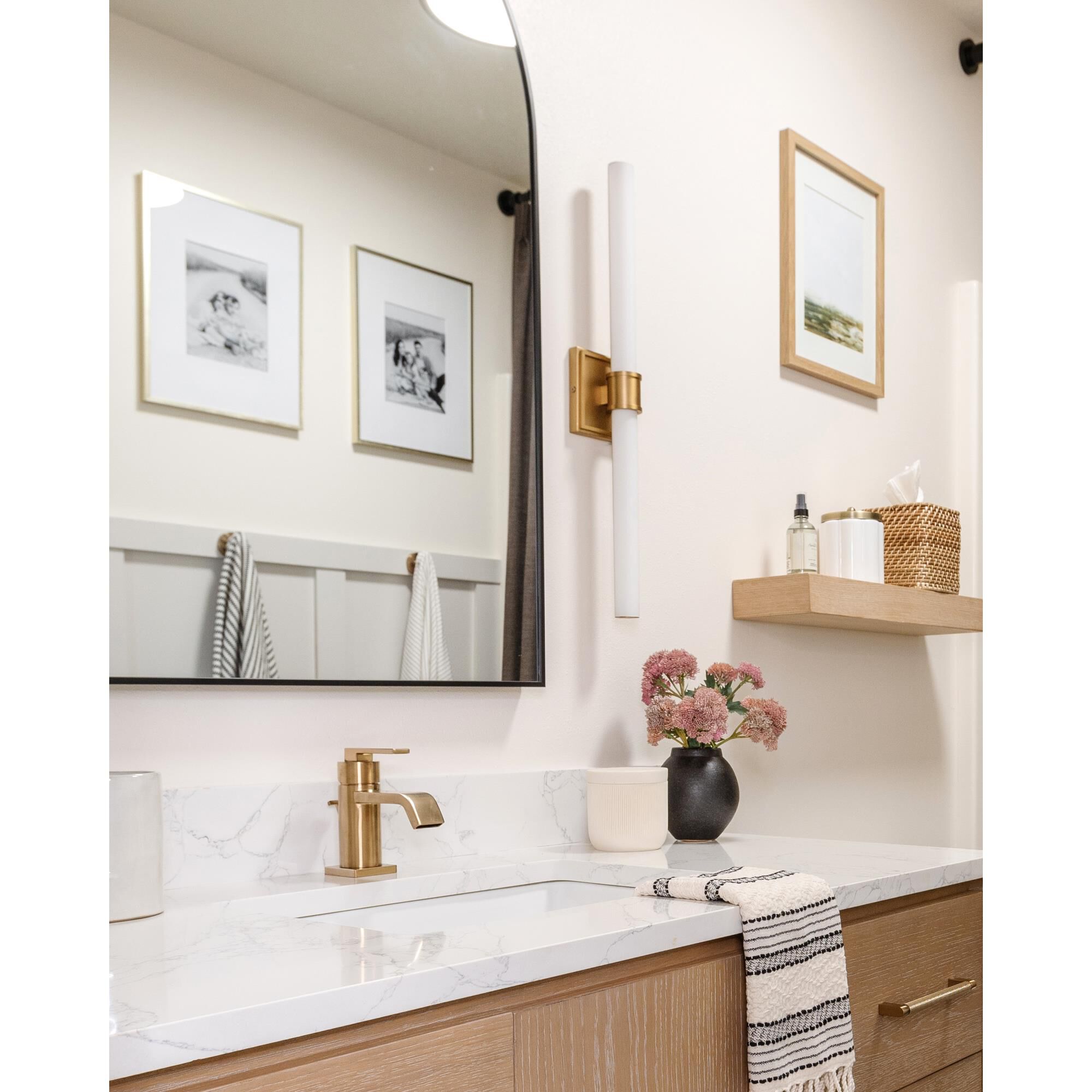 Shown in Brushed Gold finish and Opal glass