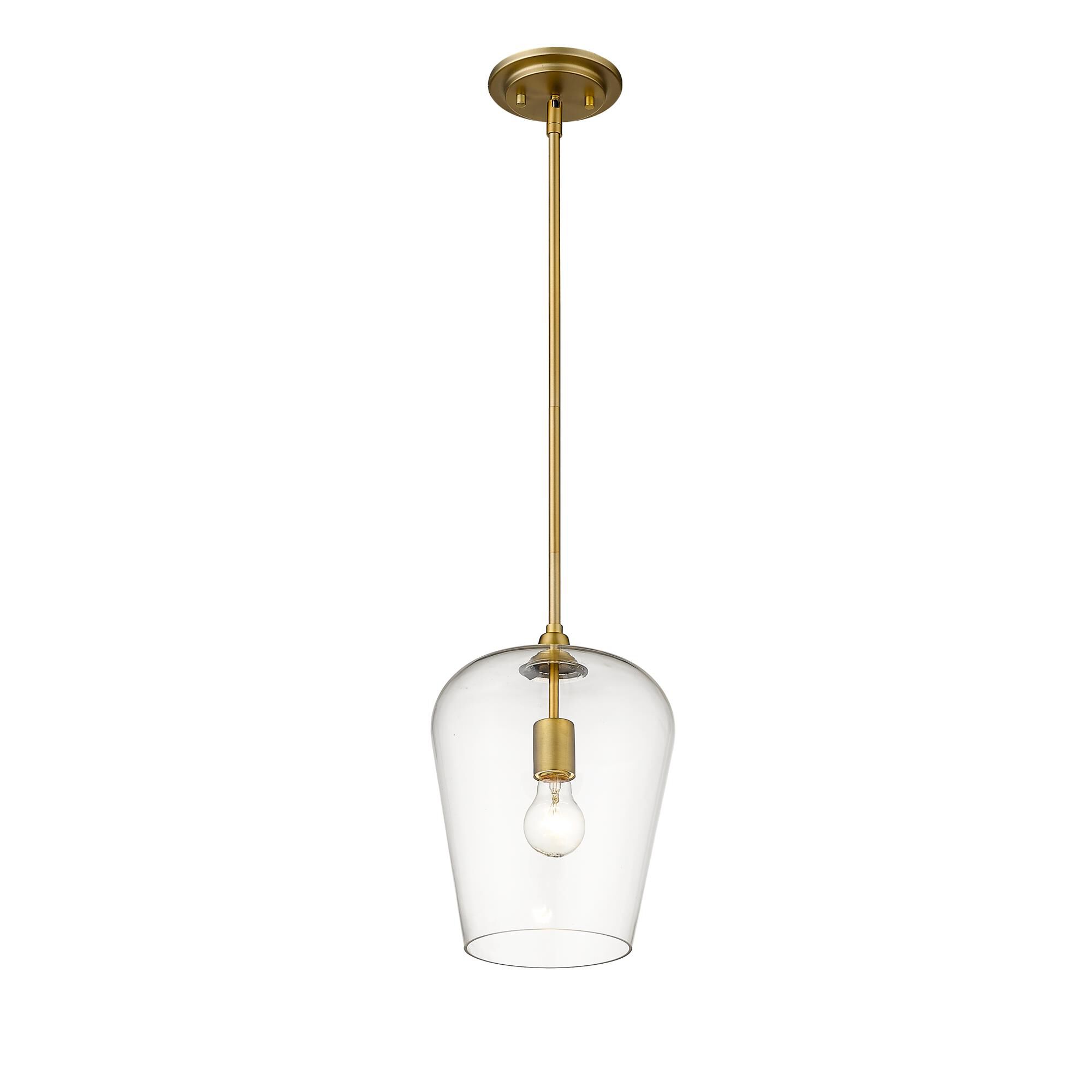 Shown in Olde Brass finish and Glass shade