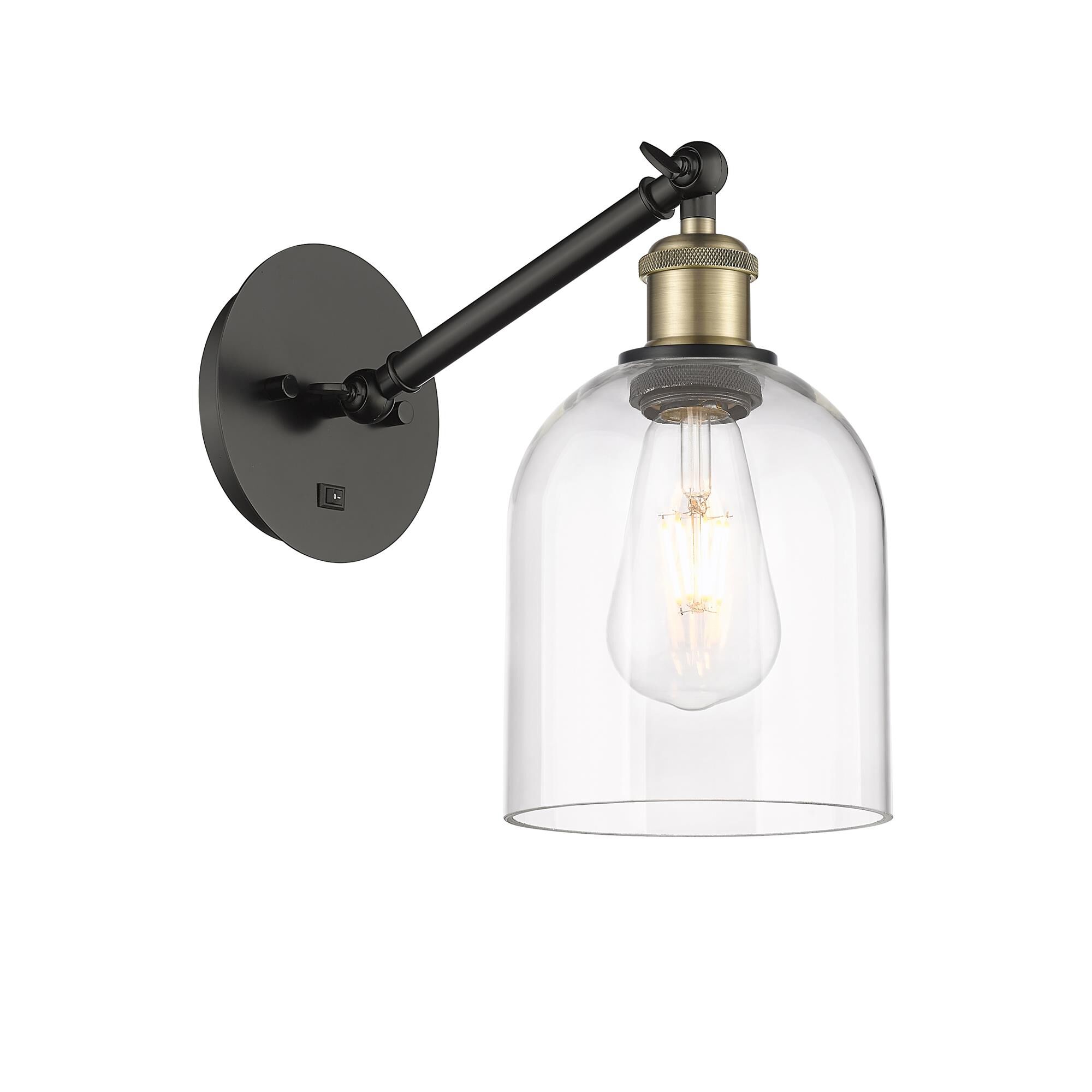 Shown in Black Antique Brass finish and Clear glass