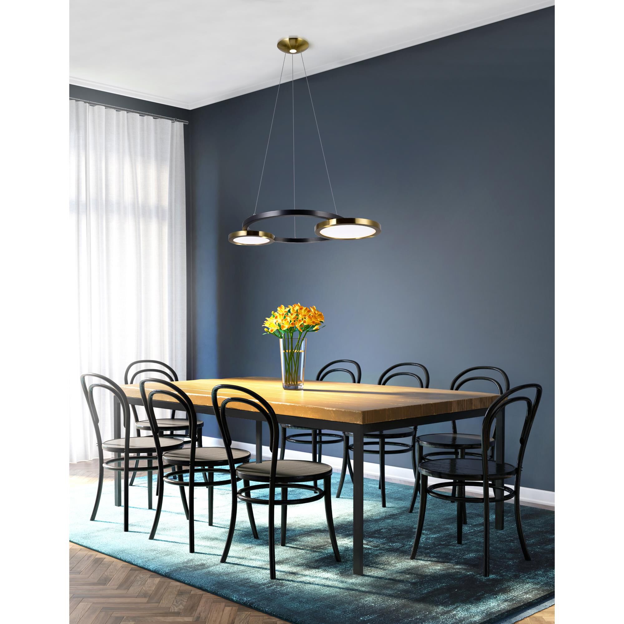 Shown in Brass & Pearl Black finish