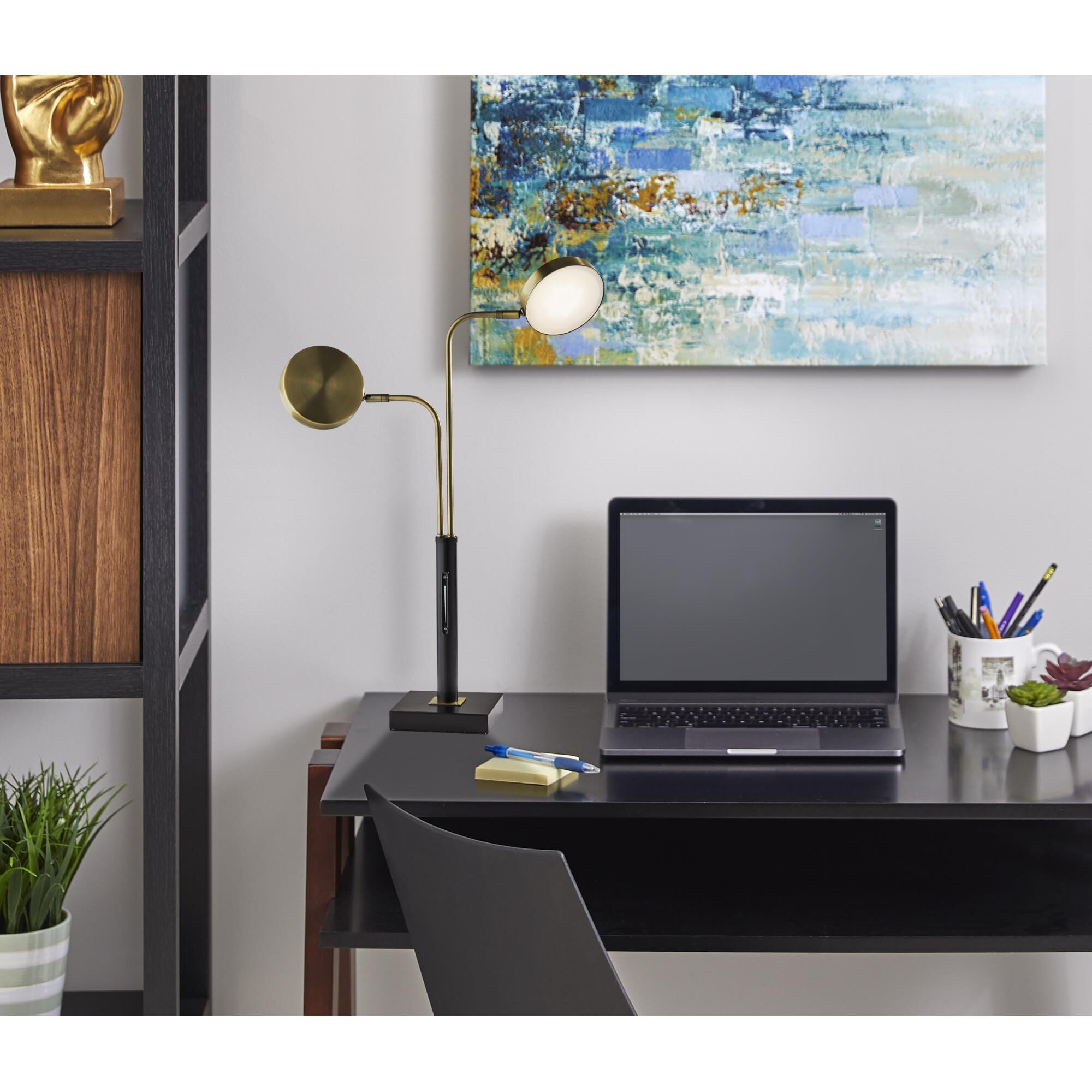 Shown in Black and Antique Brass finish