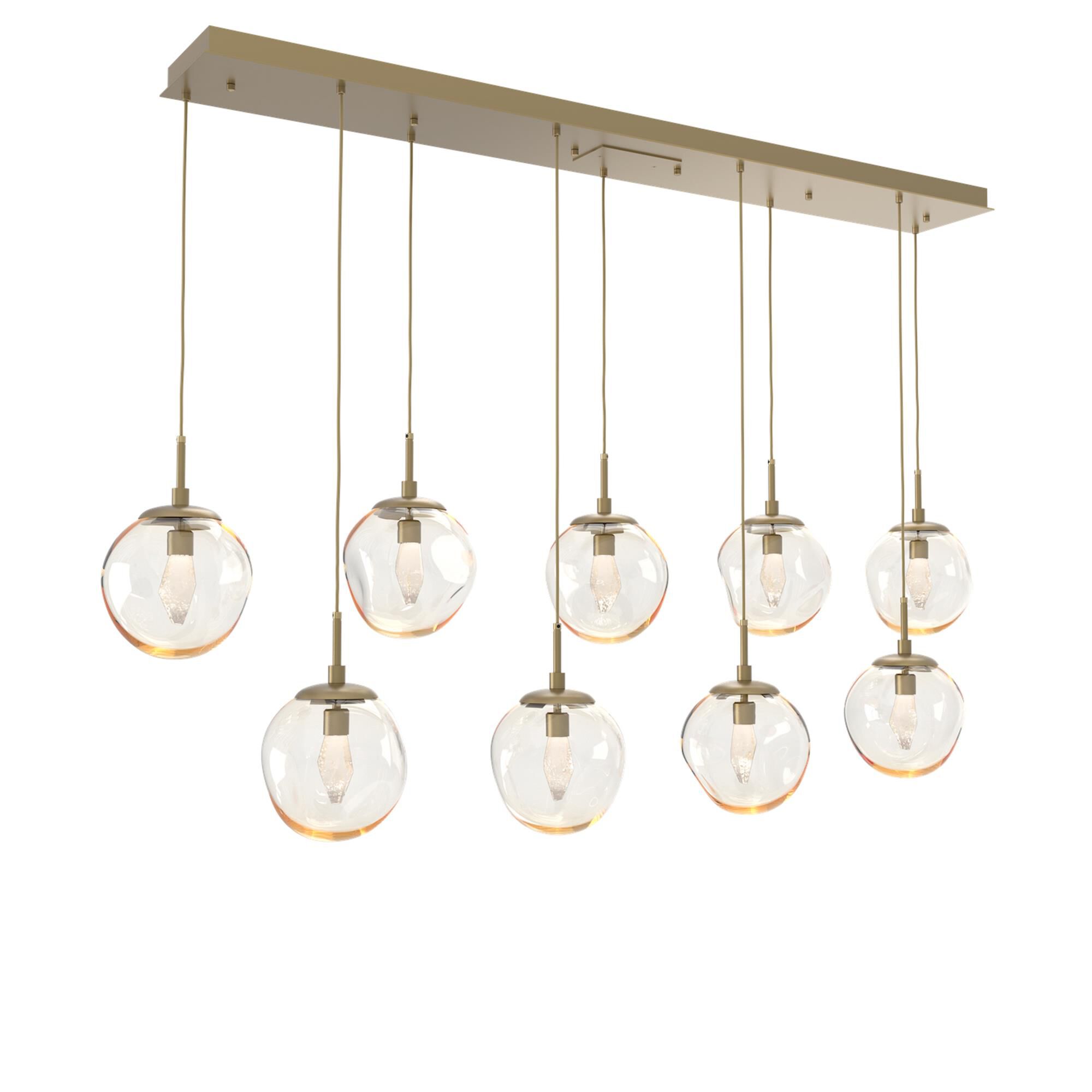 Shown in Gilded Brass finish and Geo Inner Amber Outer glass