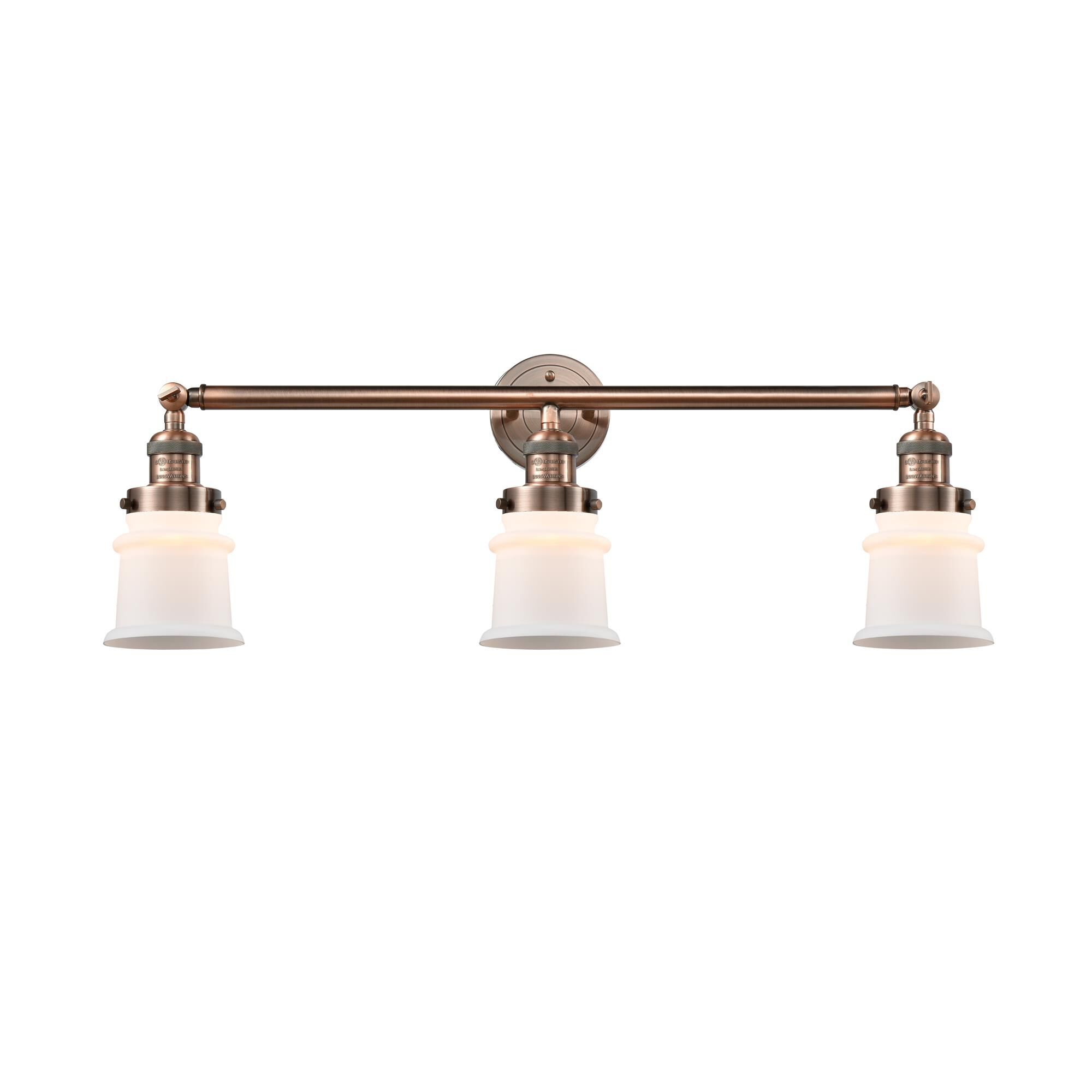 Shown in Antique Copper finish and Matte White Canton glass