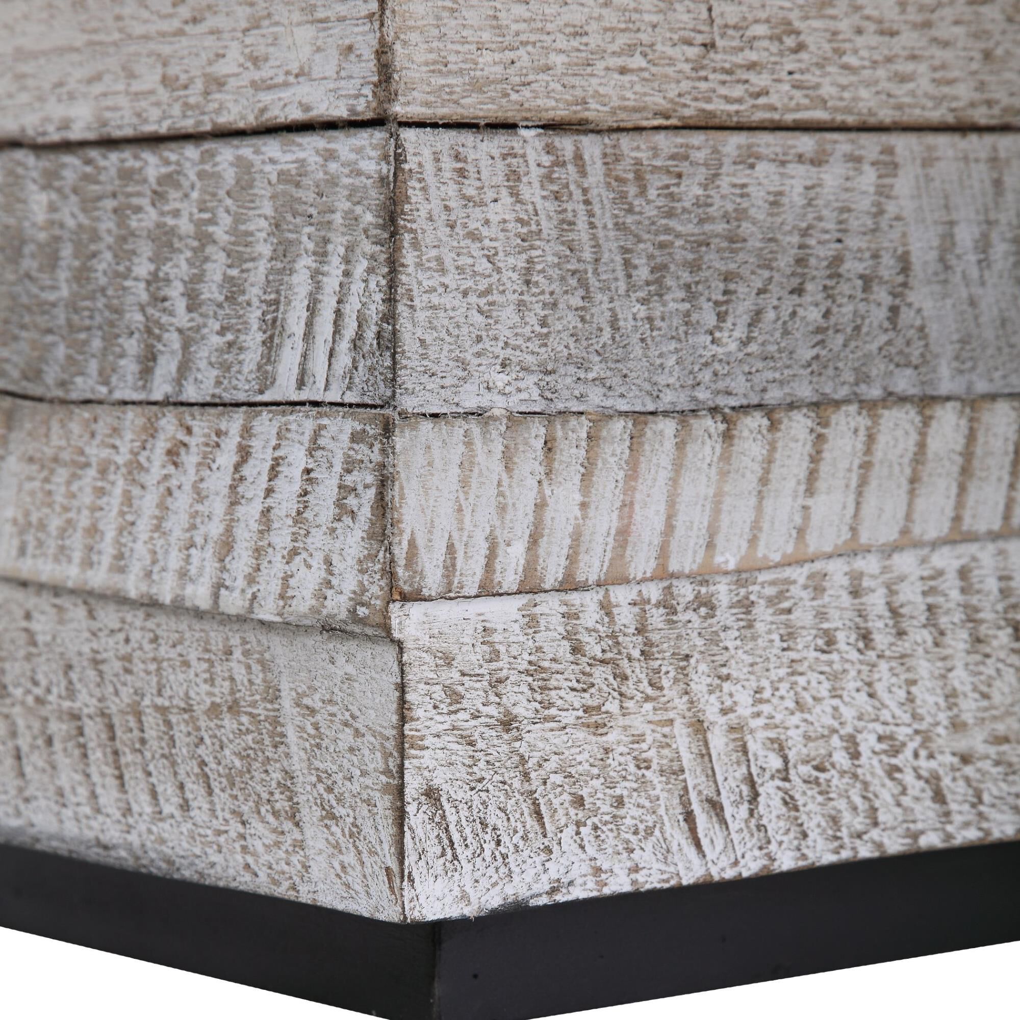 Shown in This Casual Rustic Side Table Features A Pieced Fir Wood Construction With Natural Distress And Chat finish