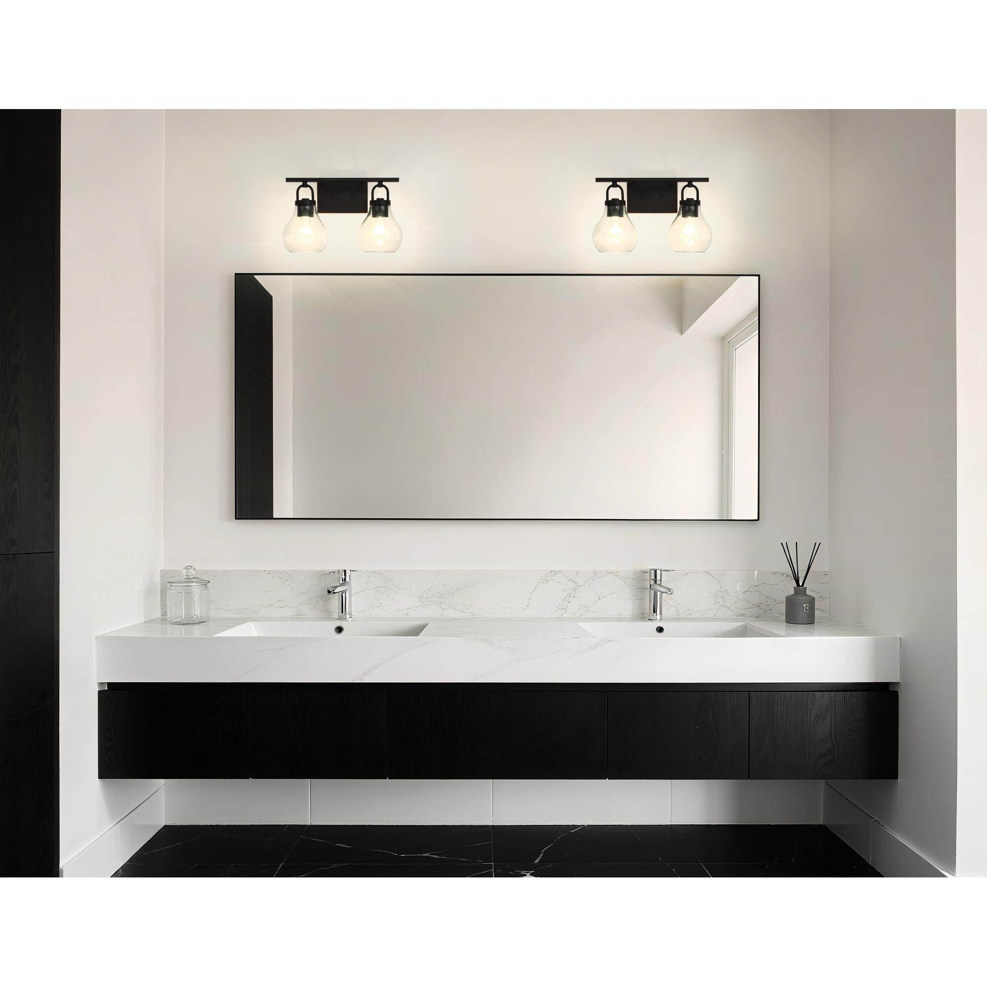 Shown in Matte Black finish and Clear glass