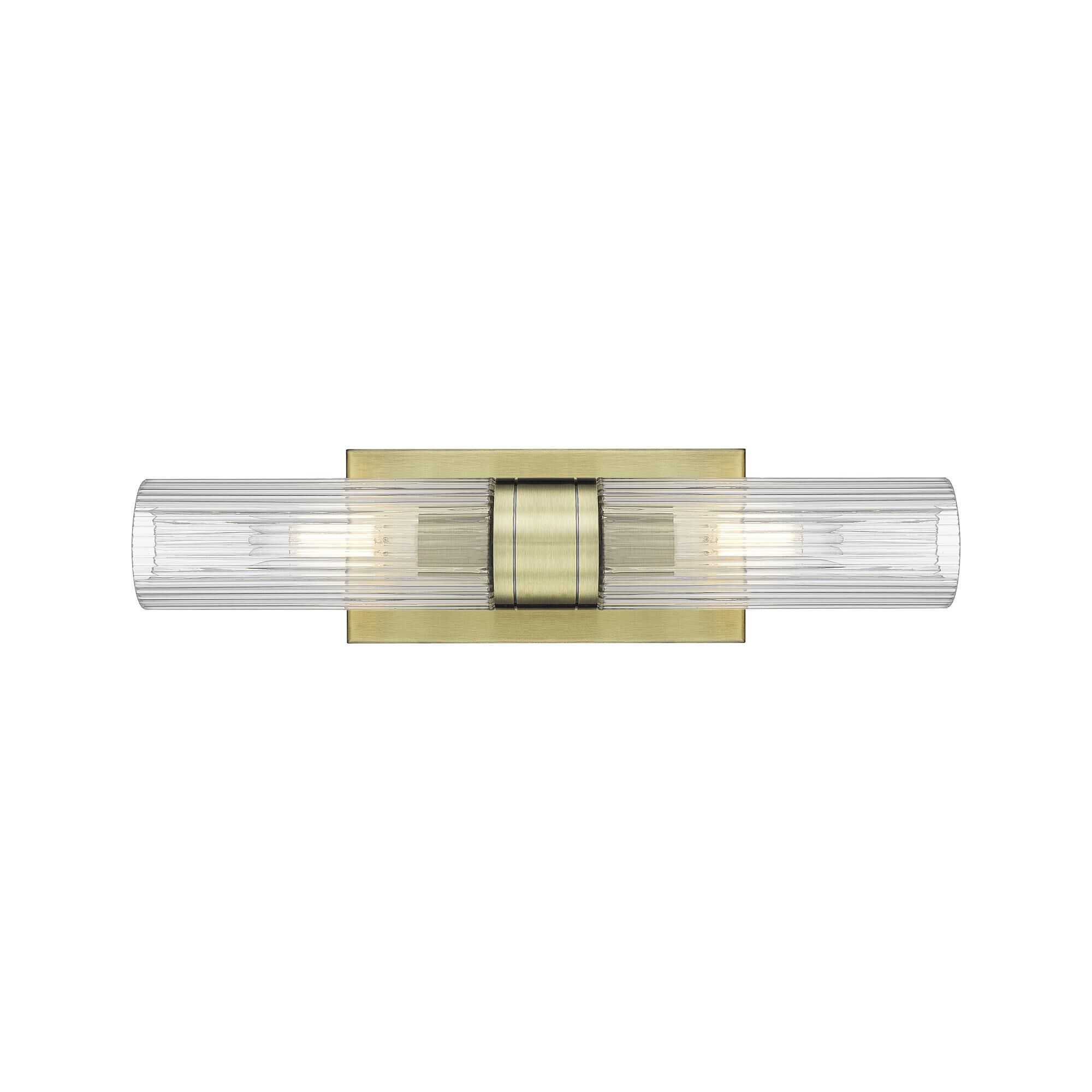 Shown in Antique Brass finish and Striped Clear glass