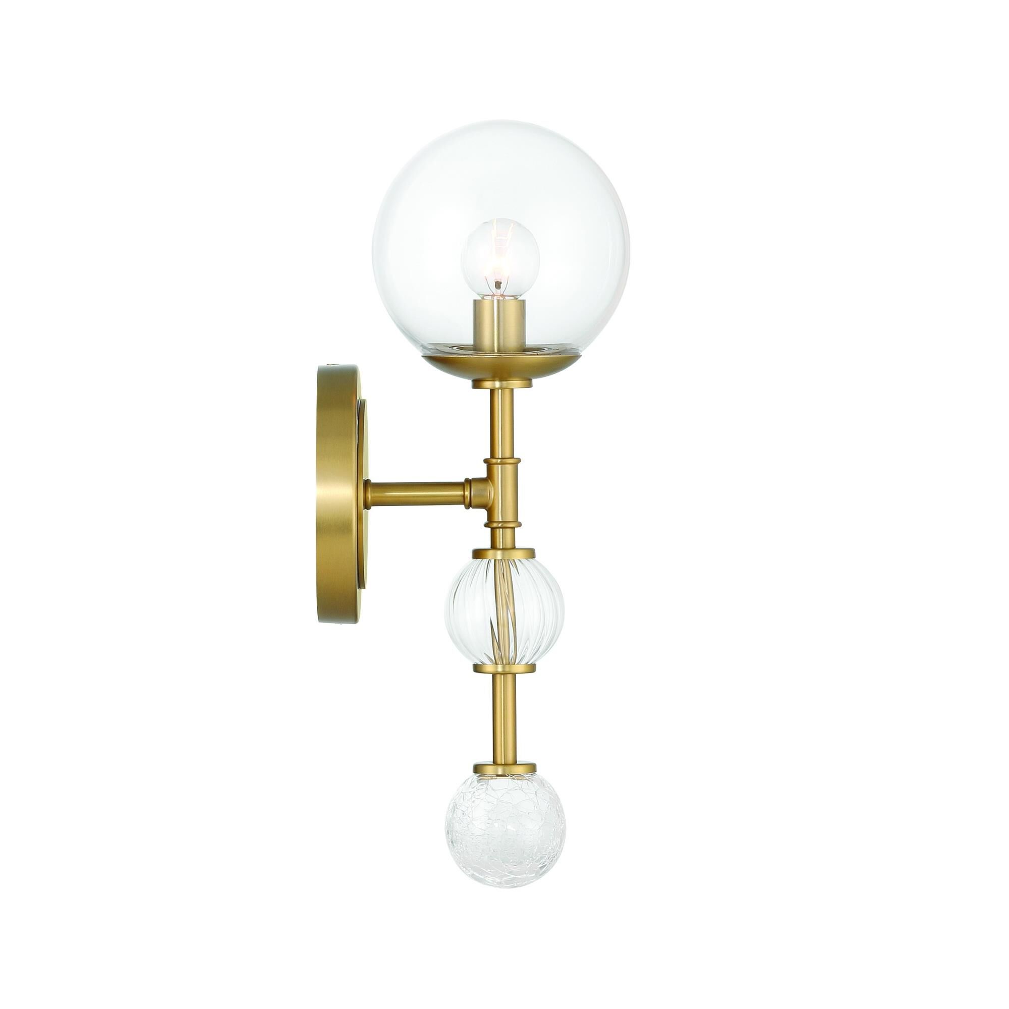 Shown in Gold finish and Clear  glass