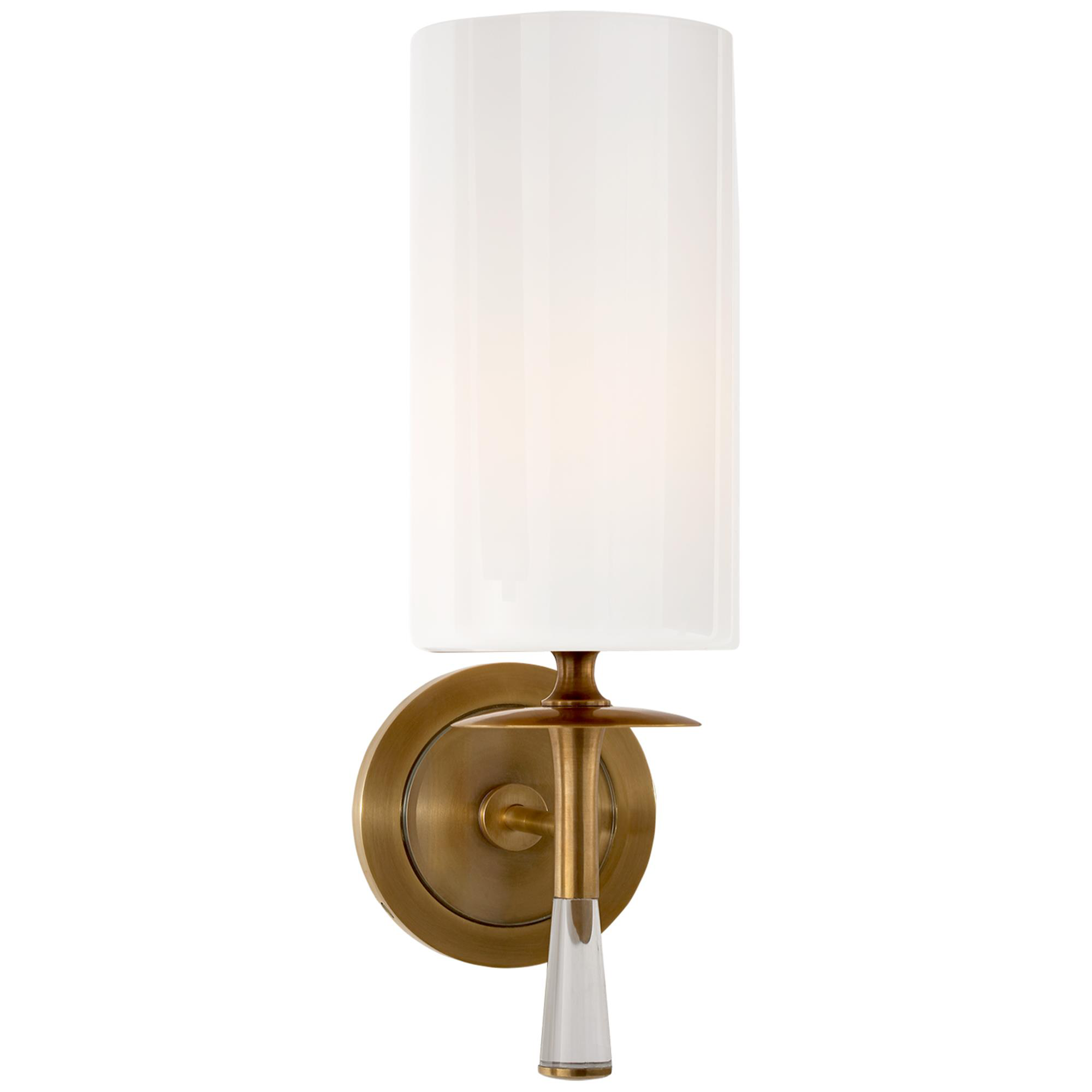 Shown in Hand-Rubbed Antique Brass With Crystal finish and White Glass shade
