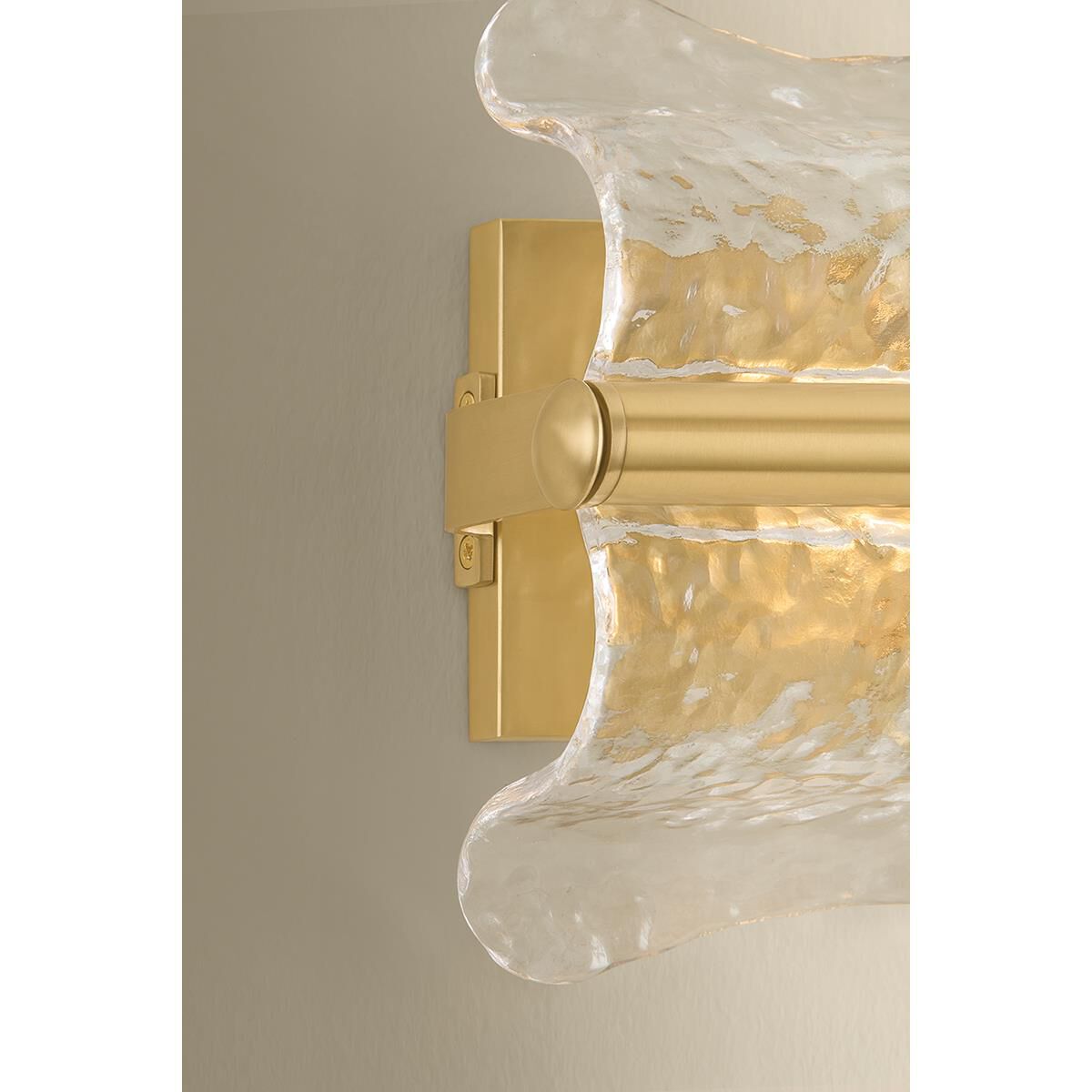 Shown in Aged Brass finish and Clear Optic glass